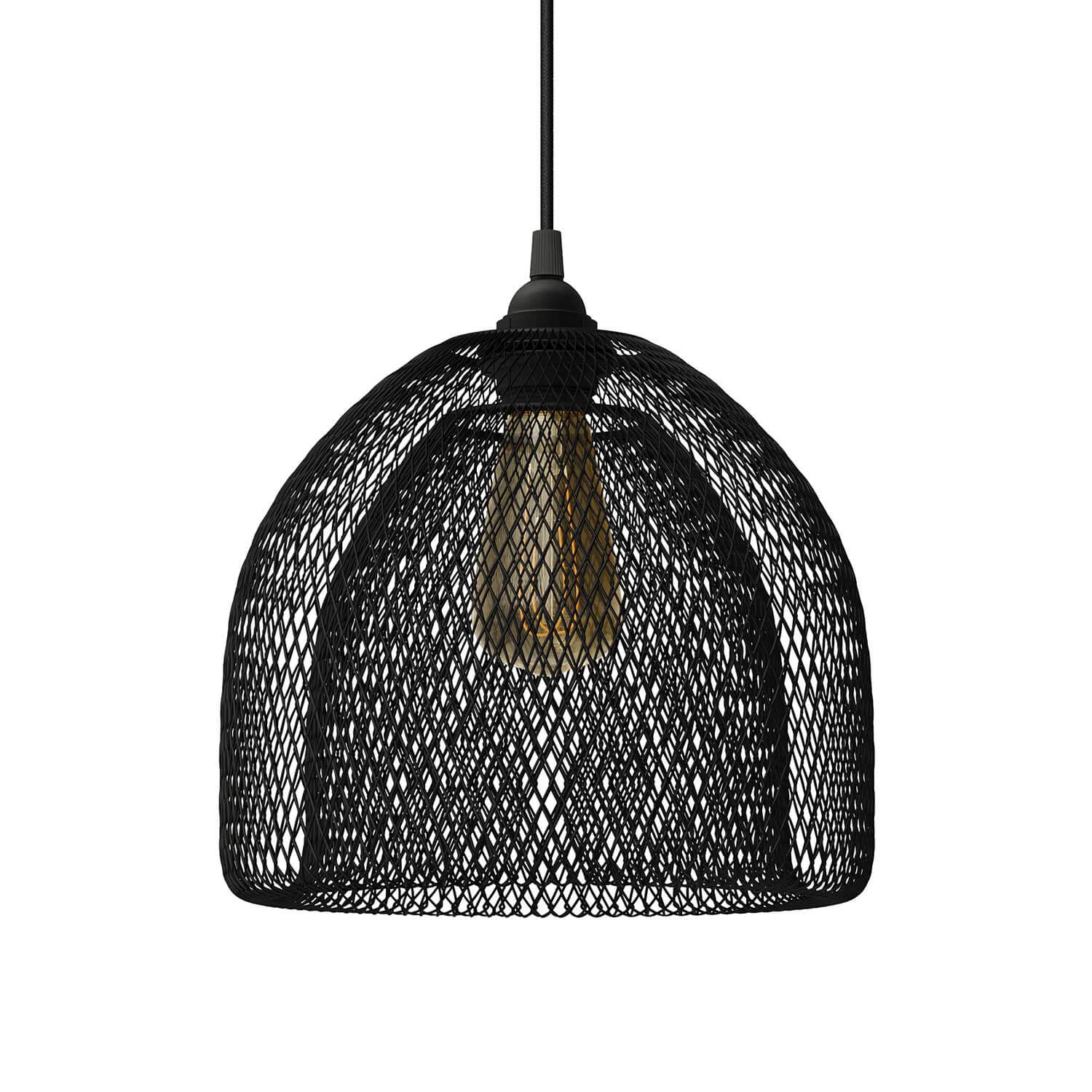 Lampenschirm-Gitter GhostBell XL aus Metall mit E27-Fassung – Schwarz