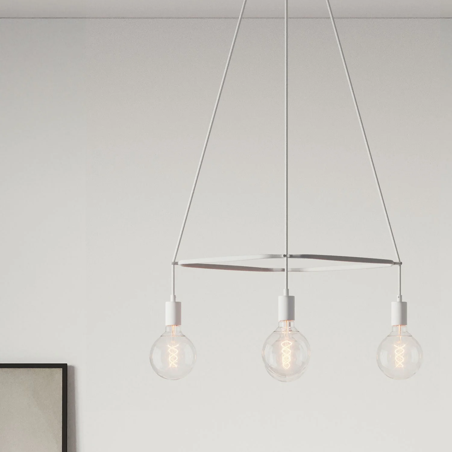 Kronleuchter Cage mit 4 Globo-Abhängungen – Mattweiß - Image 3