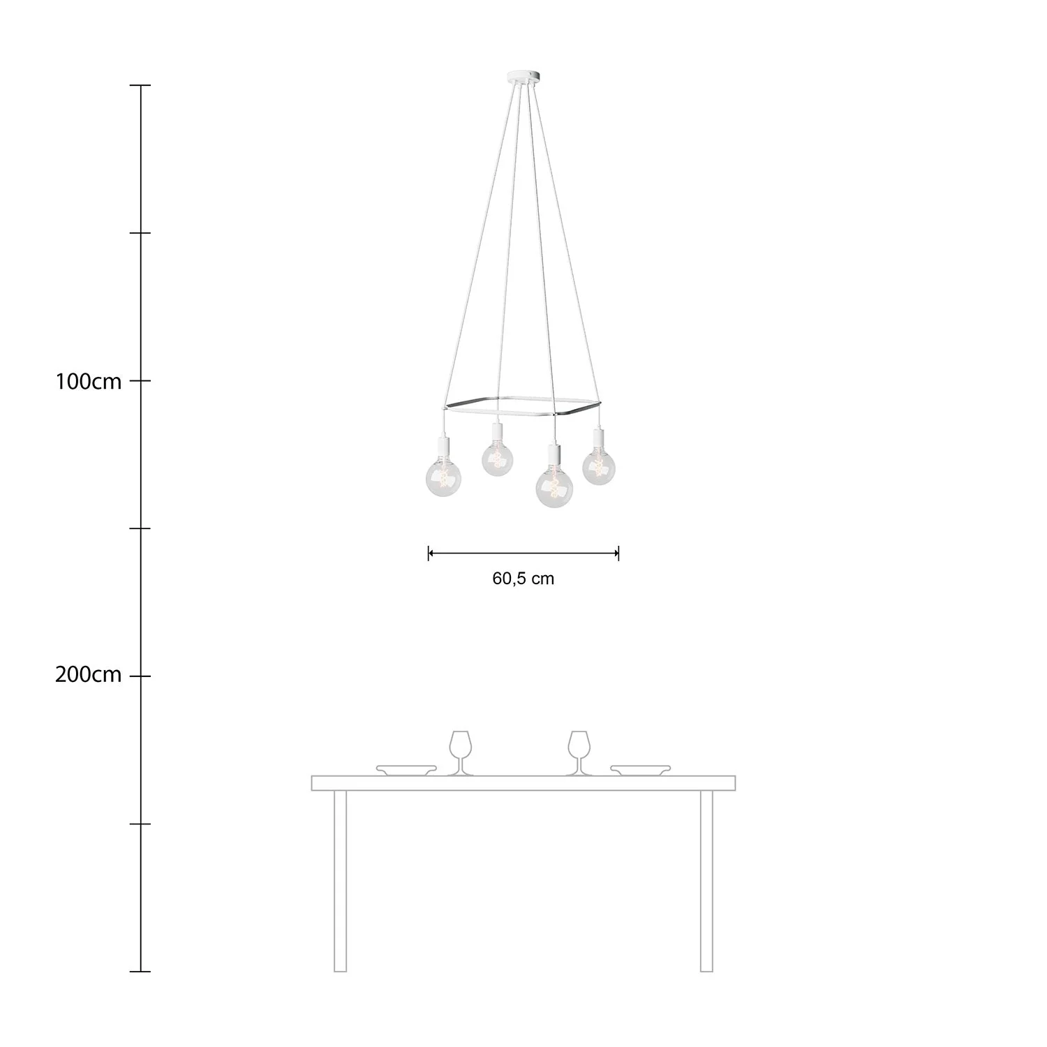 Kronleuchter Cage mit 4 Globo-Abhängungen – Mattweiß - Image 6