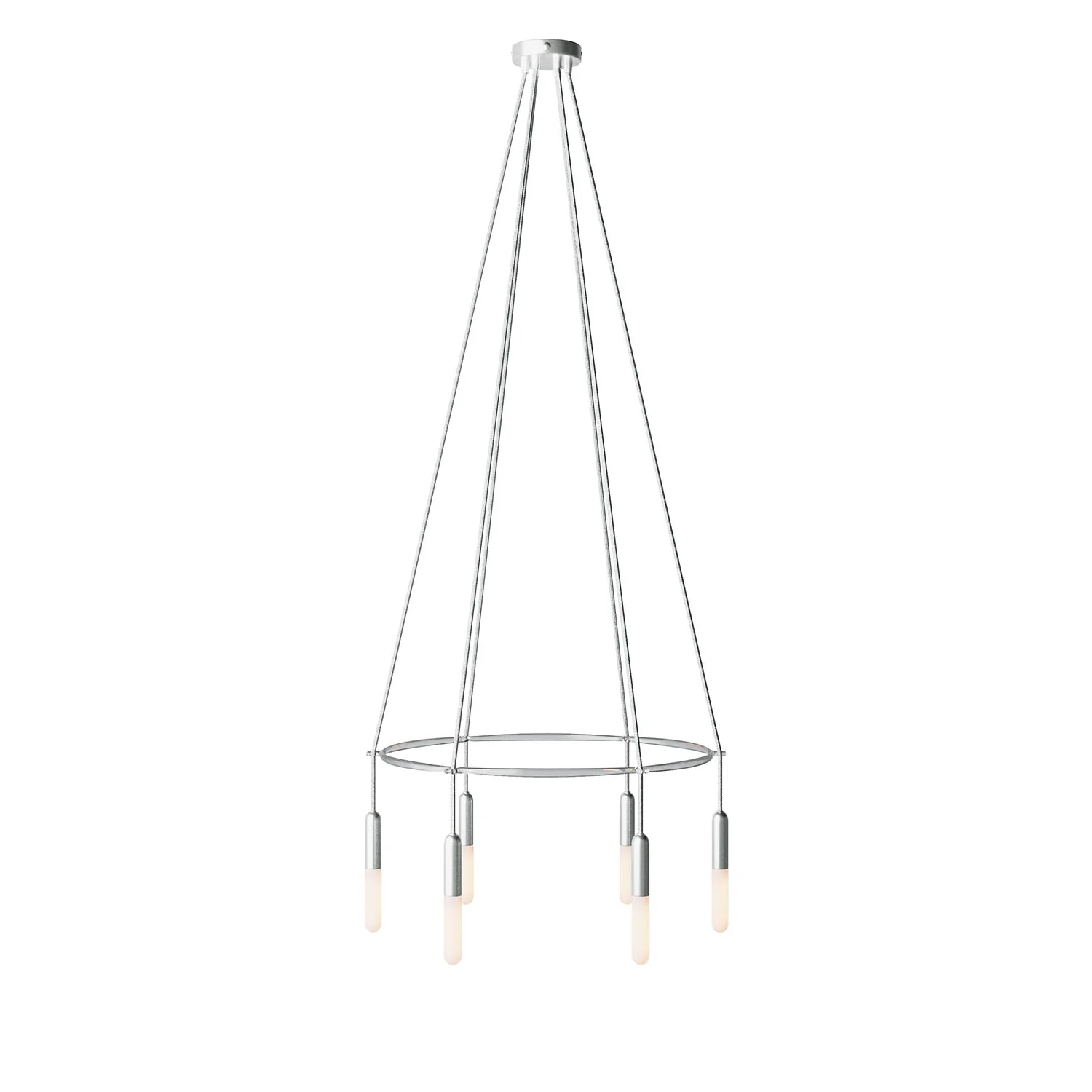 Kronleuchter Cage mit 6 Abhängungen P-Light – Satiniertes Titan