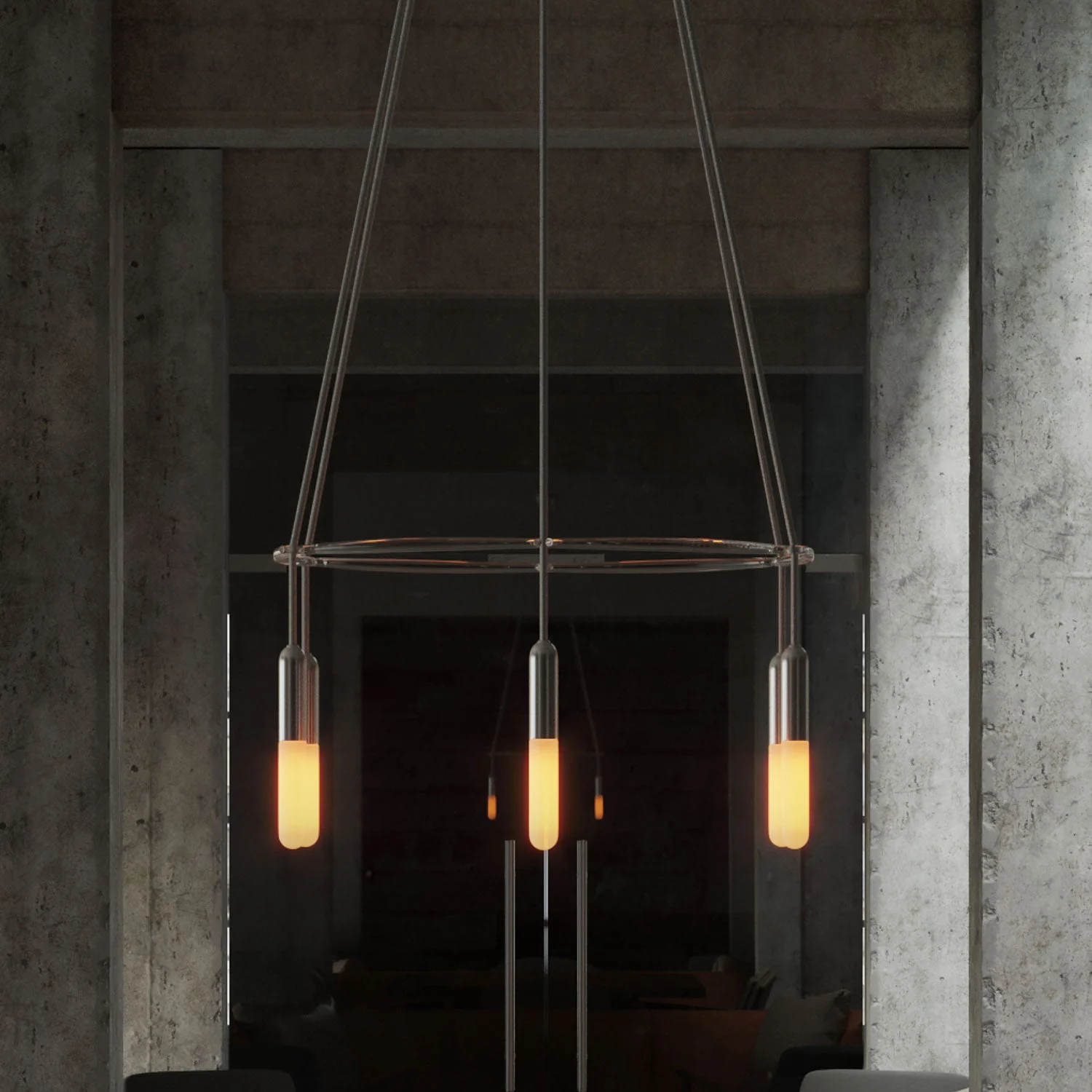 Kronleuchter Cage mit 6 Abhängungen P-Light – Satiniertes Titan - Image 3