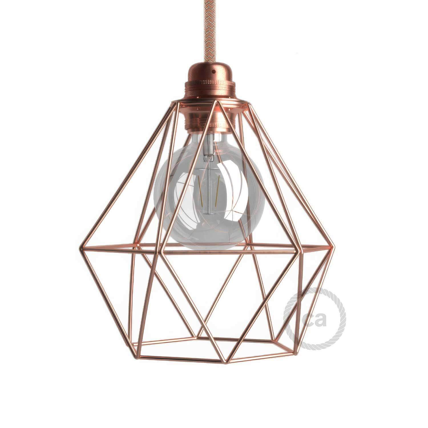 Lampenschirmgitter Diamond aus Metall mit E27-Fassung – Kupfer