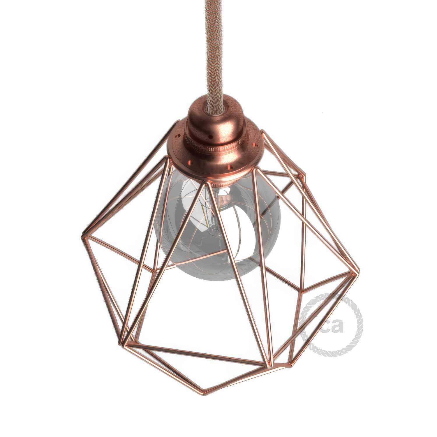 Lampenschirmgitter Diamond aus Metall mit E27-Fassung – Kupfer - Image 3