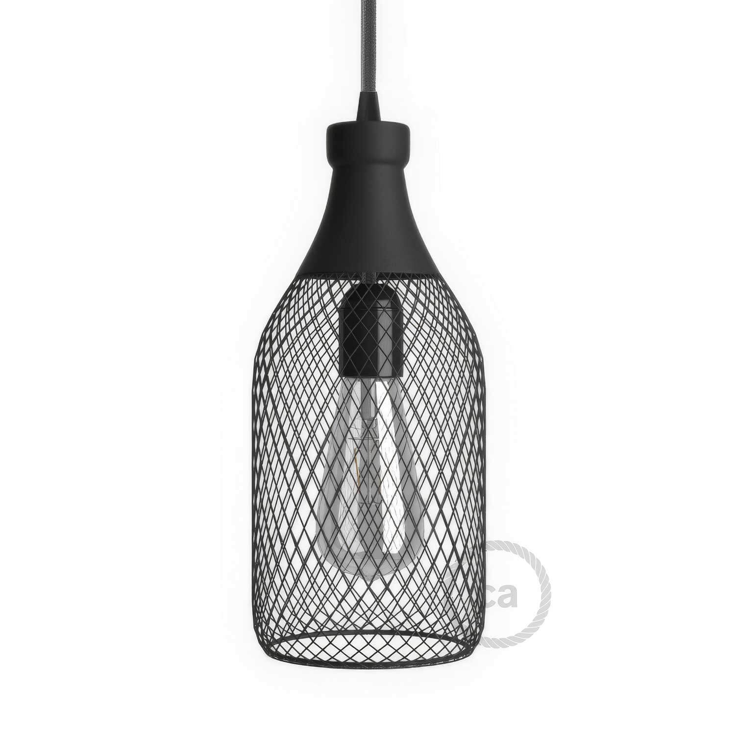 Lampenkäfig Flasche Jéroboam aus Metall – Schwarz