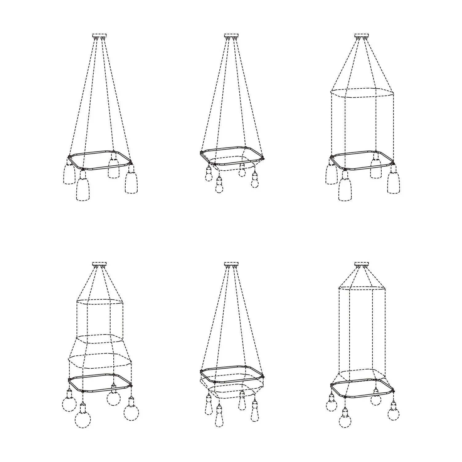 Cage Quadrat – Struktur für Kronleuchter – Schwarz - Image 10