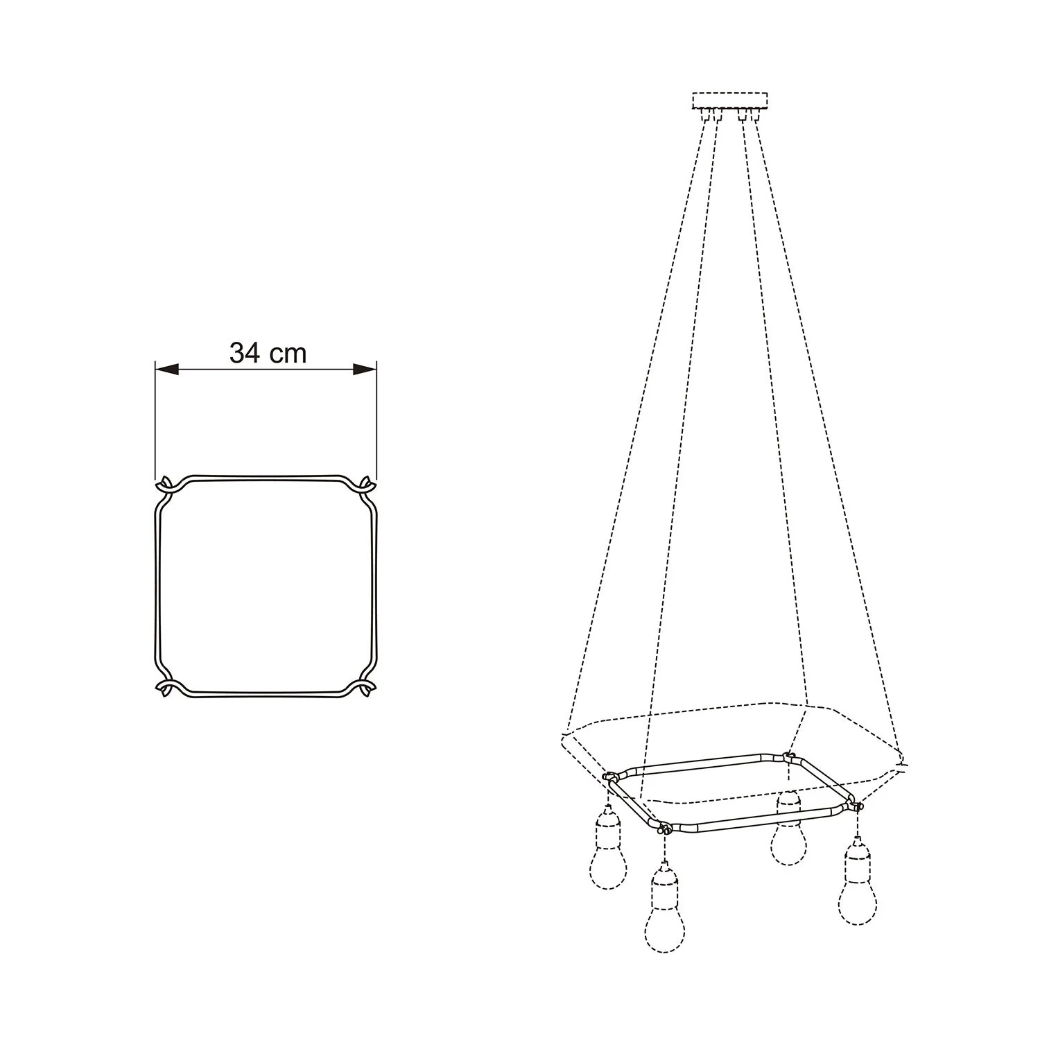 Cage Quadrat – Struktur für Kronleuchter – Schwarz - Image 4