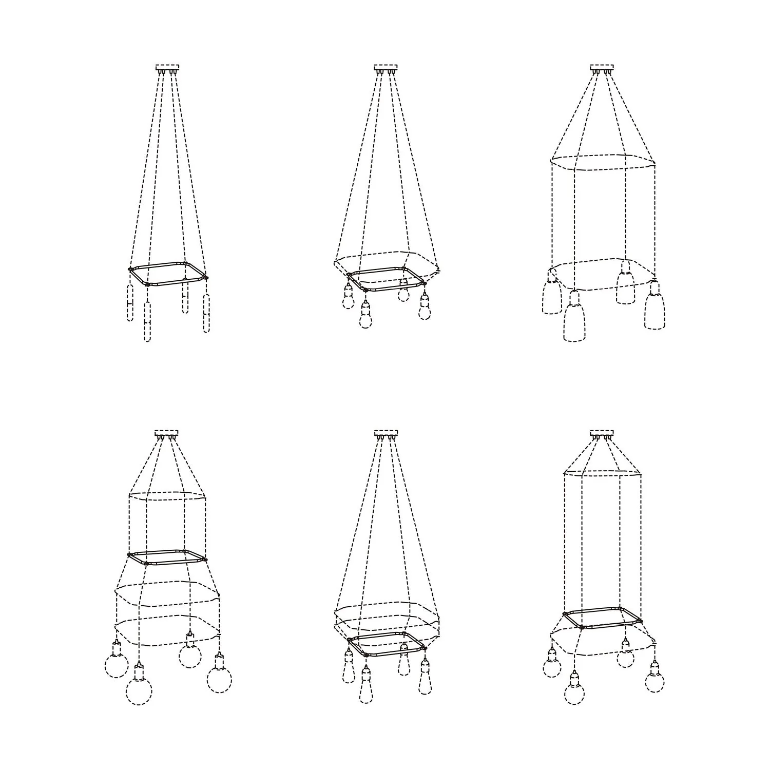 Cage Quadrat – Struktur für Kronleuchter – Schwarz - Image 5