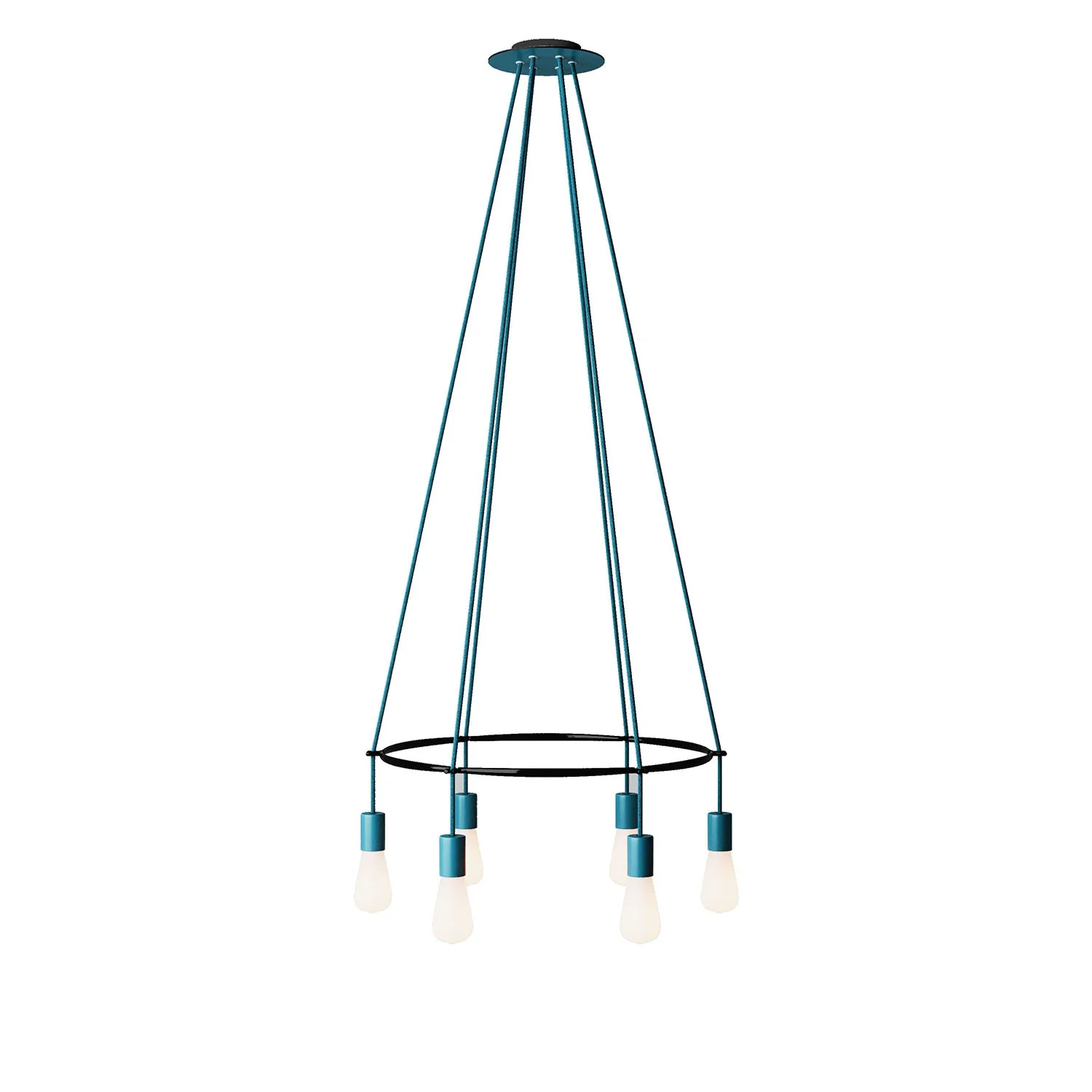 Cage Kronleuchter mit 6 Abhängungen Edison ST64 - Petrol