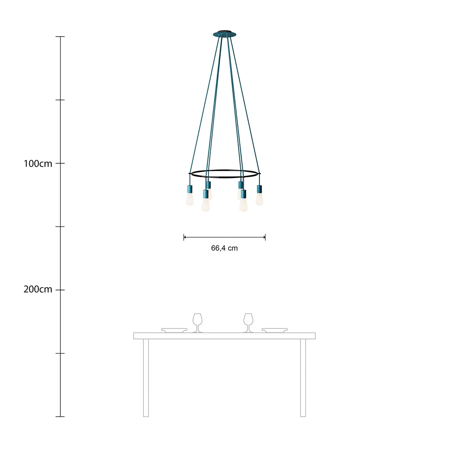 Cage Kronleuchter mit 6 Abhängungen Edison ST64 - Petrol - Image 6