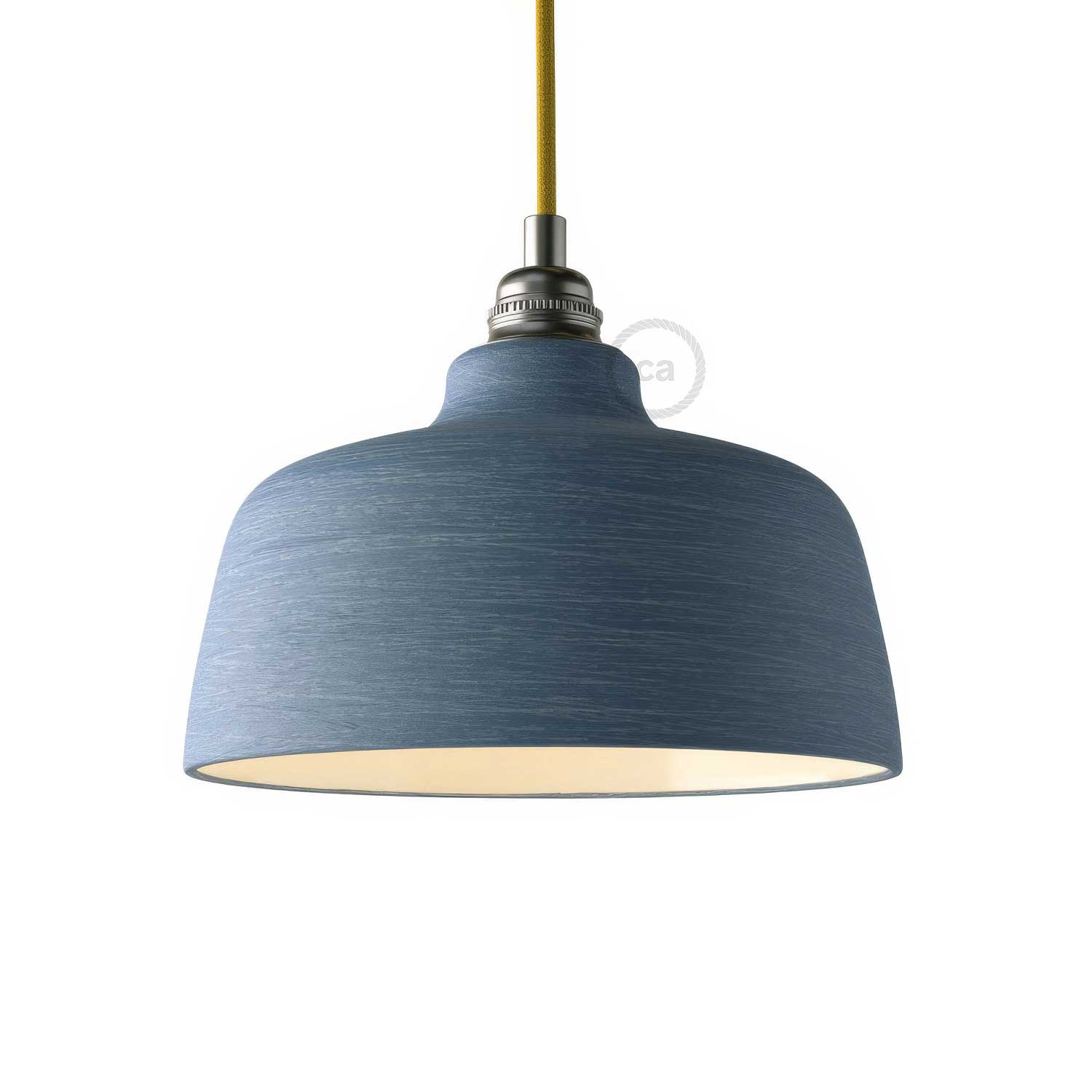 Schalen-Lampenschirm aus Keramik, Kollektion Materia – Made in Italy – Geflammtes Avionblau