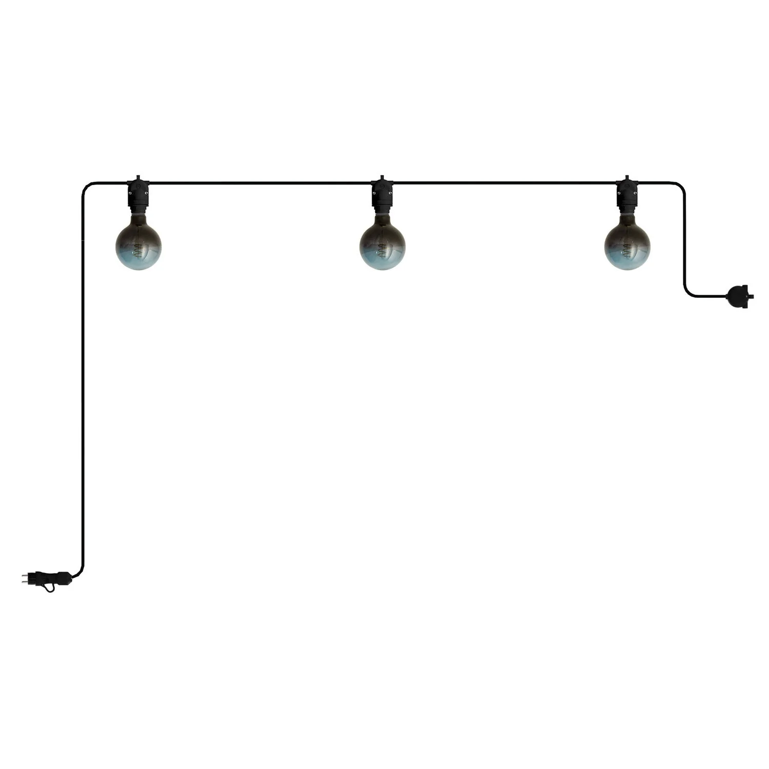 Modular Außen-Lichterkette IP65 tragbar mit 3 Leuchten – Schwarz