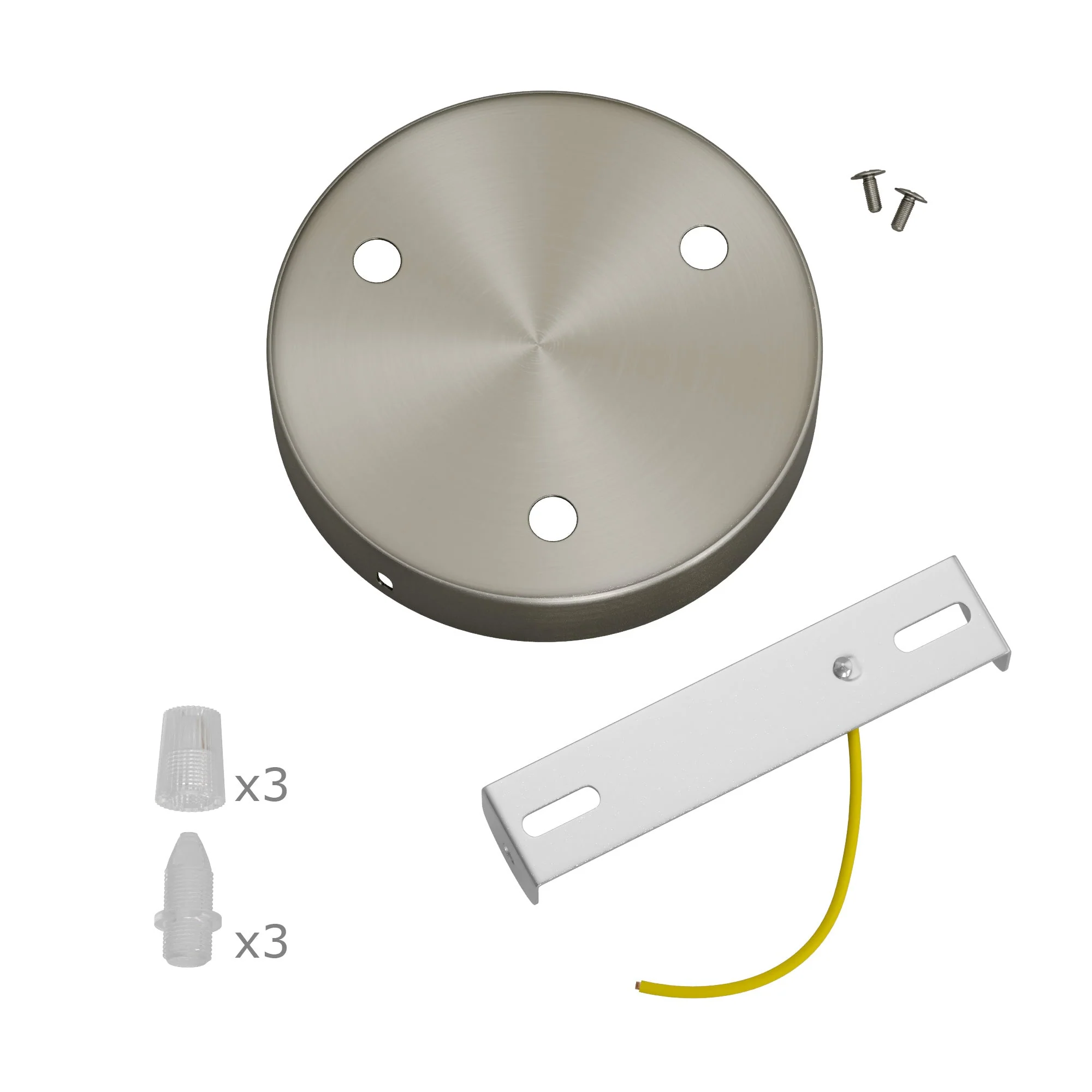 Zylindrisches Lampenbaldachin-Set aus Metall mit 3 Löchern – Satin-Titan - Image 3