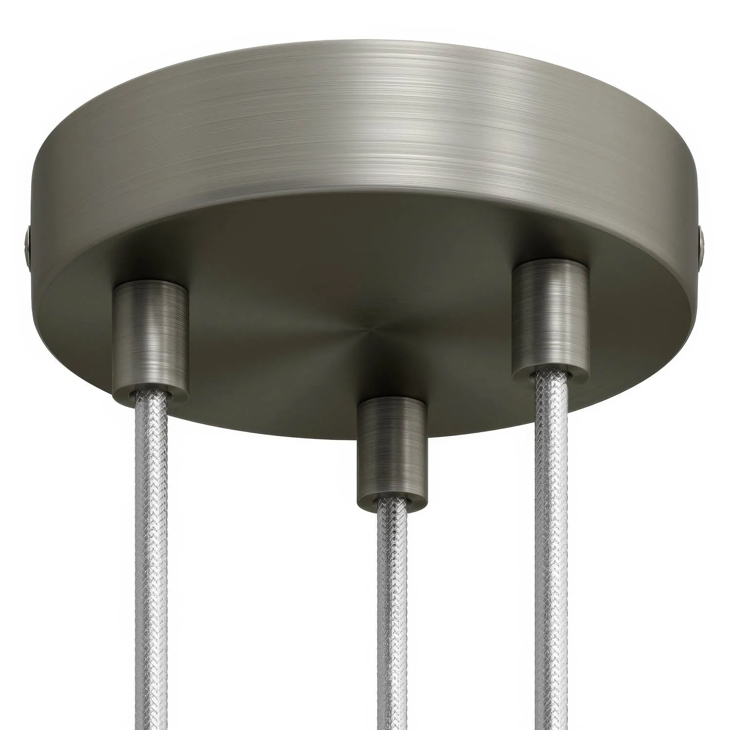 Zylindrisches Lampenbaldachin-Set aus Metall mit 3 Löchern – Satin-Titan - Image 6