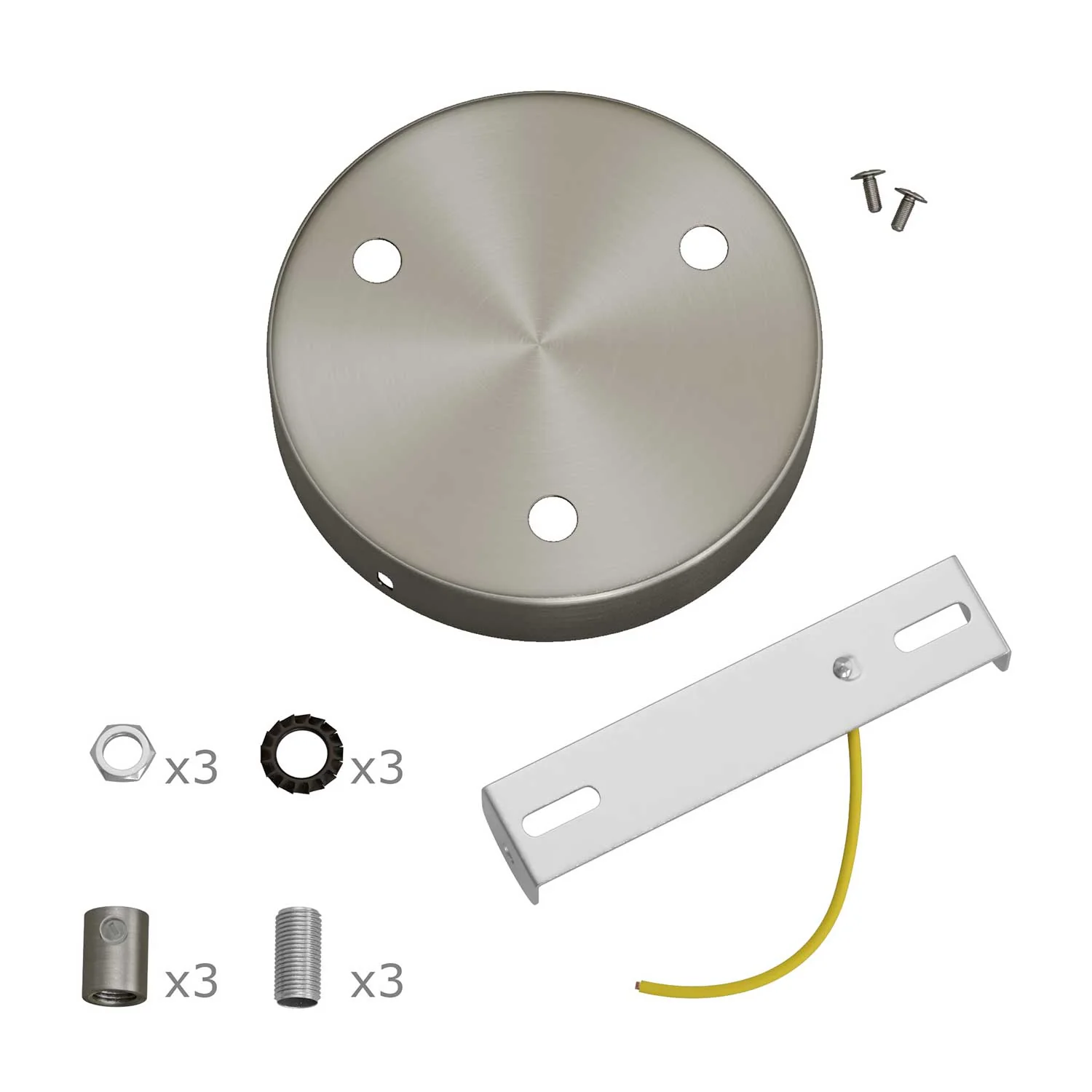 Zylindrisches Lampenbaldachin-Set aus Metall mit 3 Löchern – Satin-Titan - Image 8