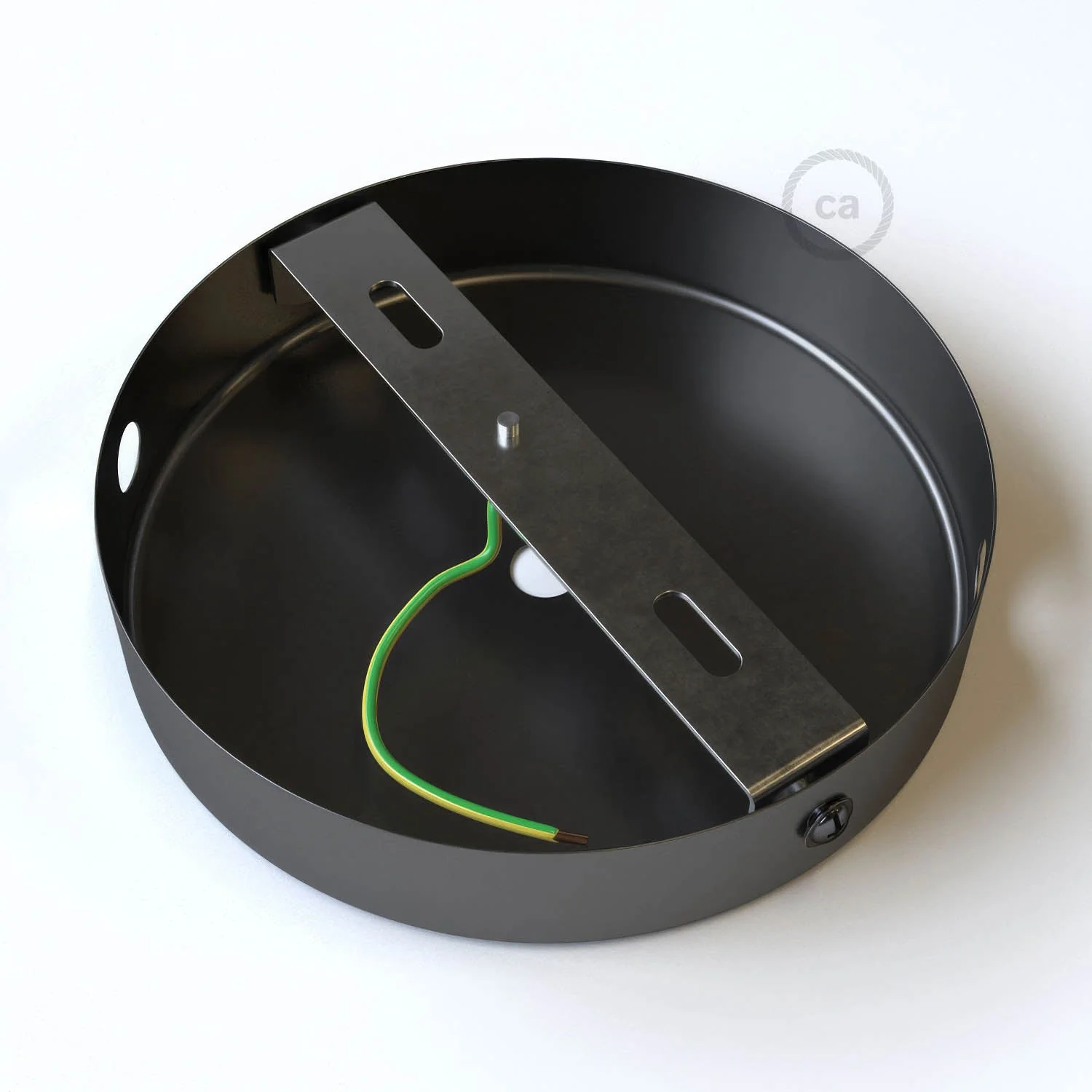 Zylindrischer Baldachin-Bausatz aus Metall mit 1 zentralem und 2 seitlichen Löchern – Perlschwarz - Image 4