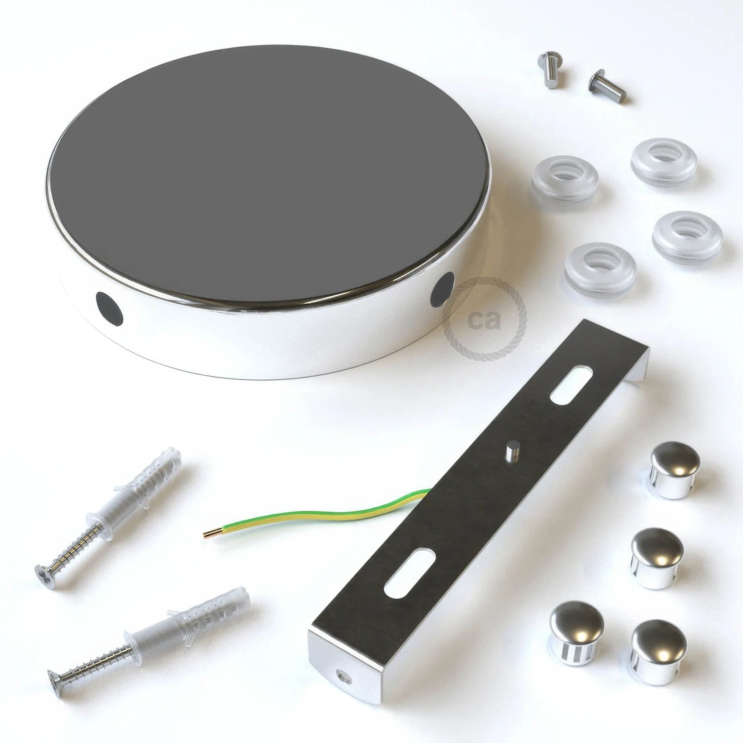 Zylinderförmiges Baldachin-Kit aus Metall mit 4 seitlichen Öffnungen (Verteilerdose) – Chrom - Image 3