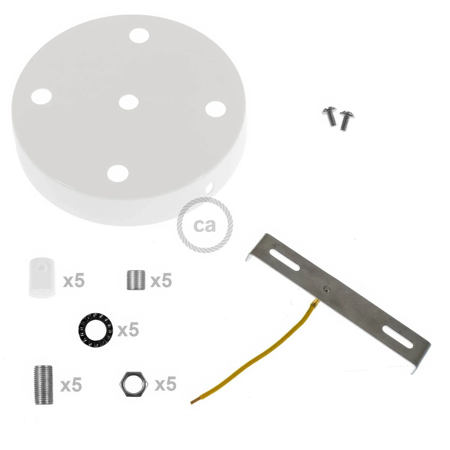 Kit zylindrischer Lampenbaldachin aus Metall mit 5 Löchern – Glänzend Weiß - Image 8