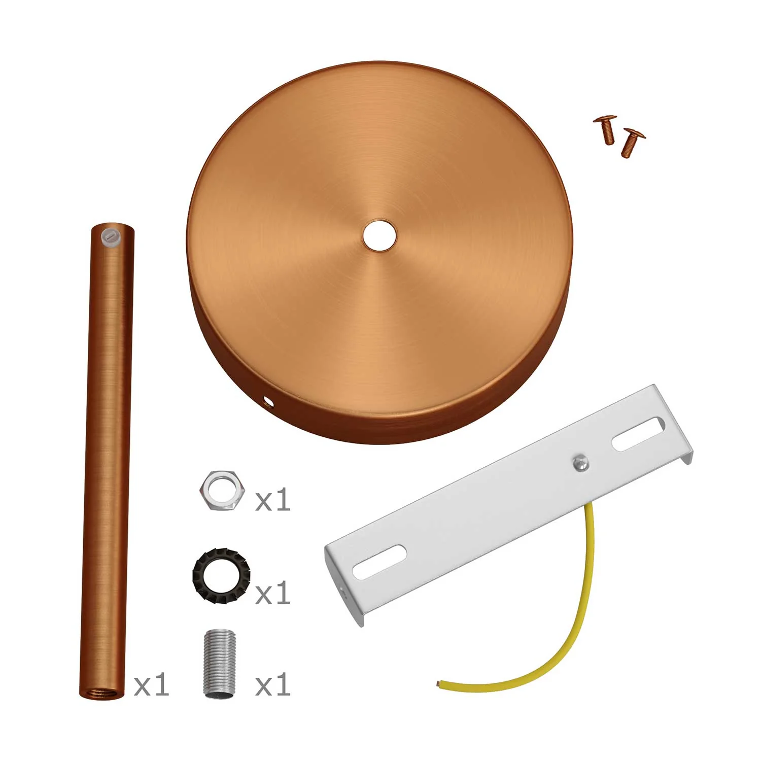 Zylindrisches Baldachin-Set aus Metall mit Zugentlastung, 15 cm – Satin-Kupfer - Image 3