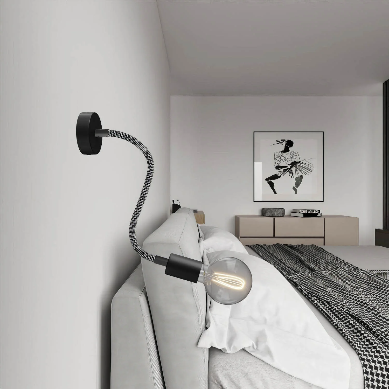 Creative Flex Set flexibles Verlängerungsrohr mit Stoffbezug RZ30 Eisen-Schwarz und Metallendstücken - Image 13