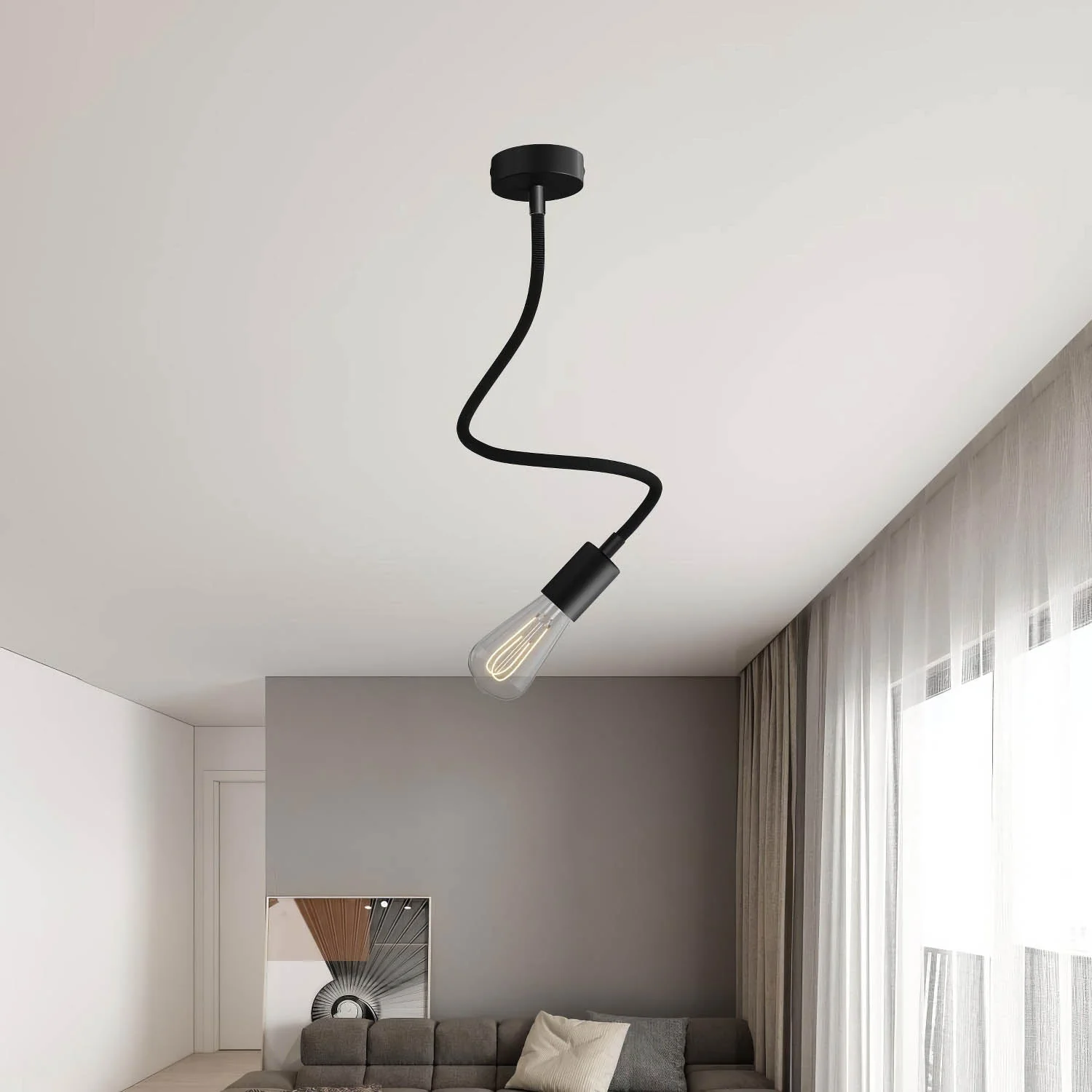 Creative Flex Set flexibles Verlängerungsrohr mit Stoffbezug RZ30 Eisen-Schwarz und Metallendstücken - Image 16
