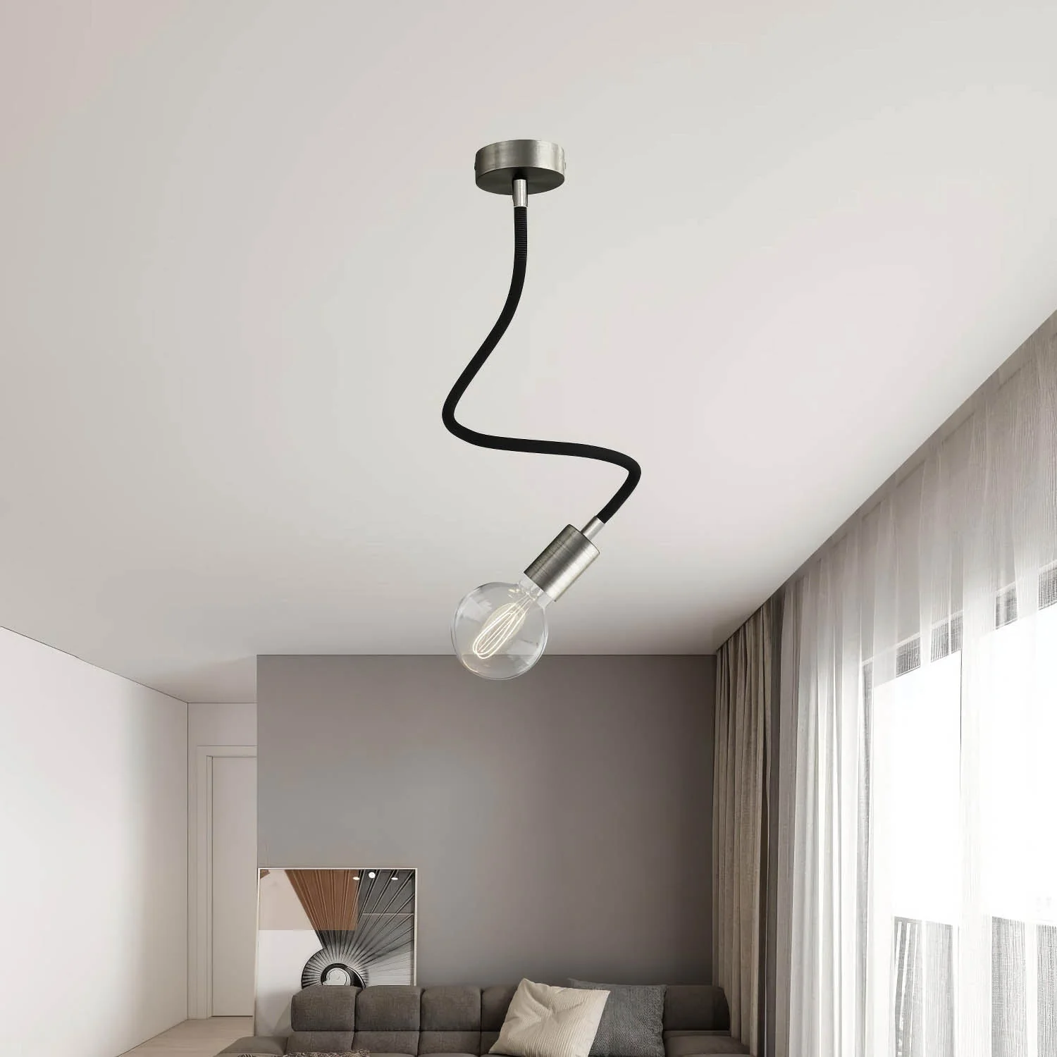 Creative Flex Set flexibles Verlängerungsrohr mit Stoffbezug RZ30 Eisen-Schwarz und Metallendstücken - Image 23