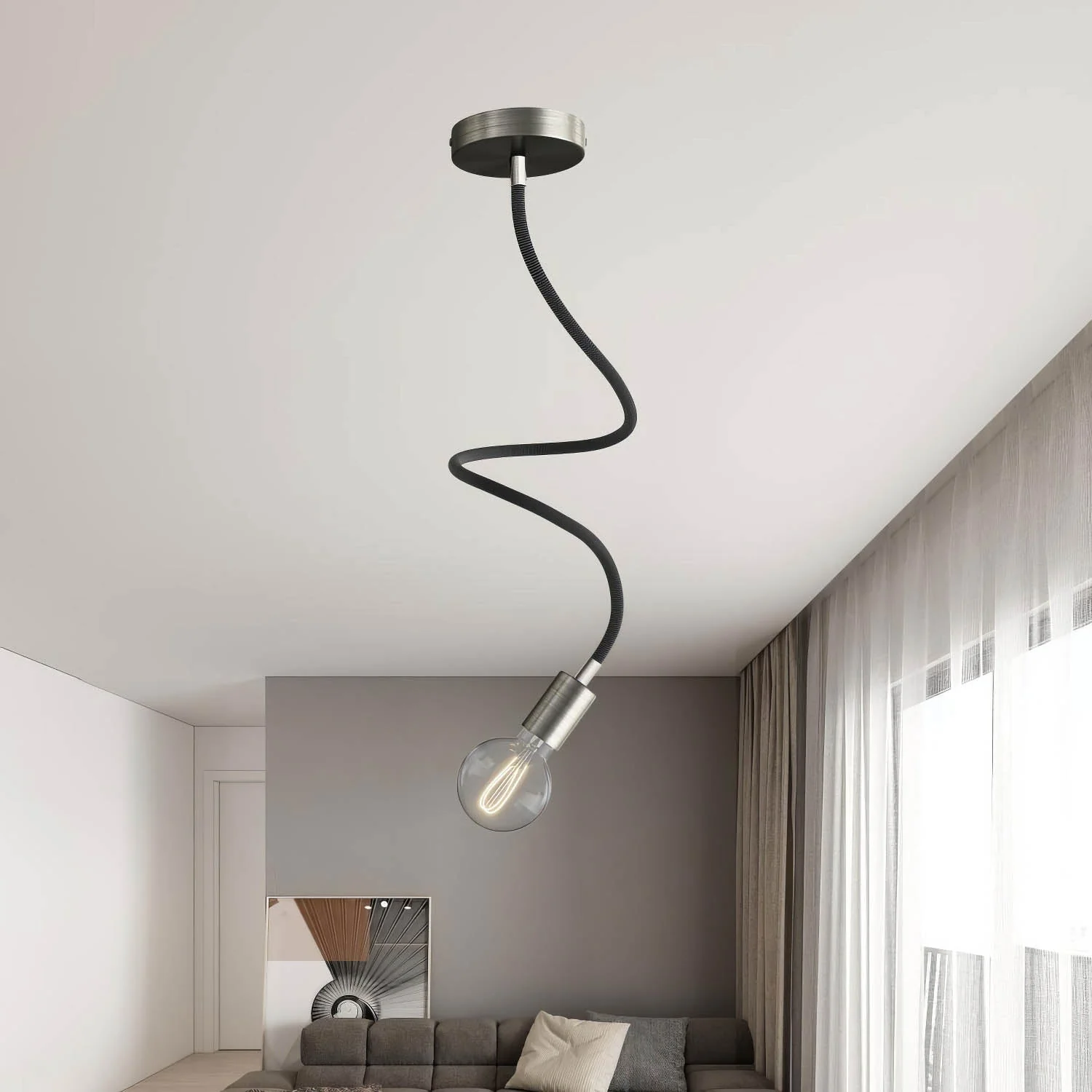 Creative Flex Set flexibles Verlängerungsrohr mit Stoffbezug RZ30 Eisen-Schwarz und Metallendstücken - Image 25