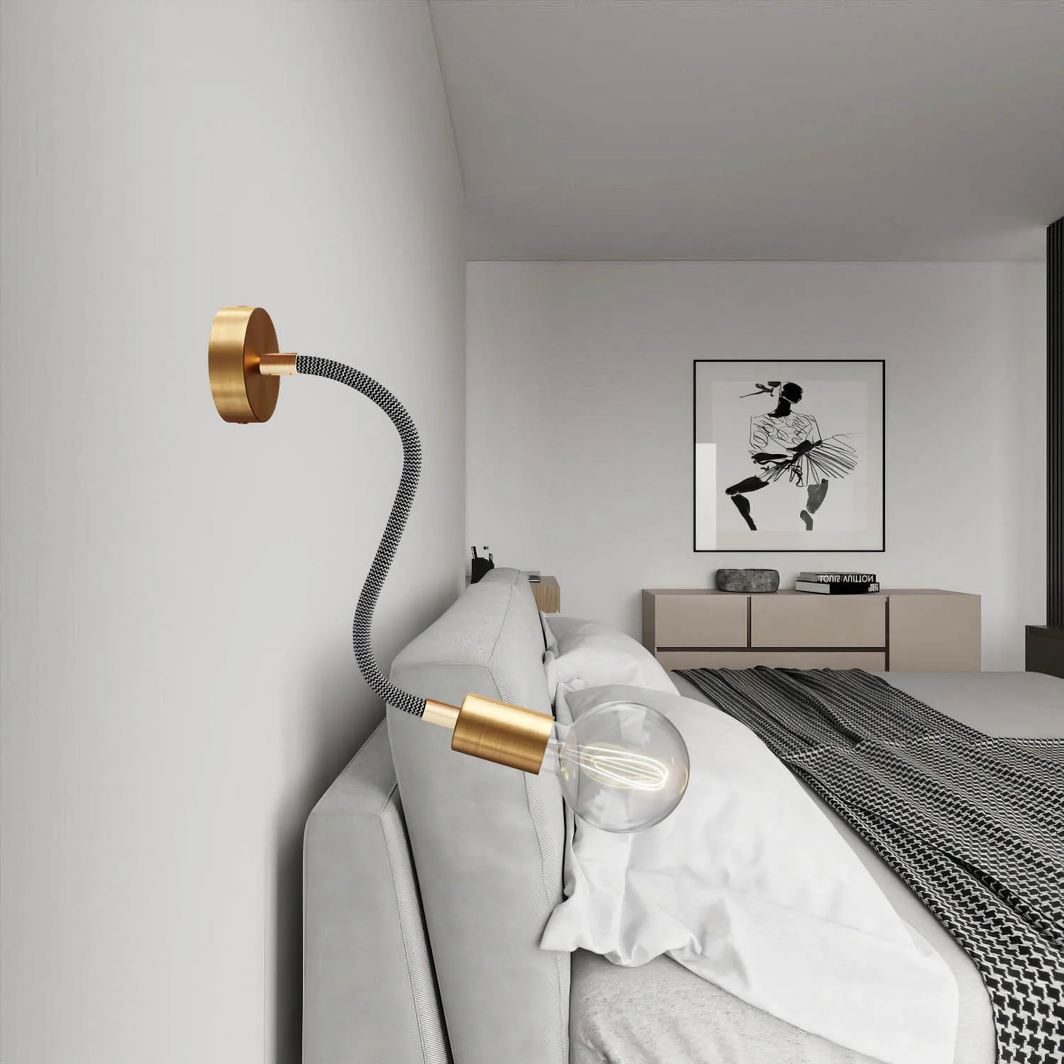 Creative Flex Set flexibles Verlängerungsrohr mit Stoffbezug RZ30 Eisen-Schwarz und Metallendstücken - Image 34