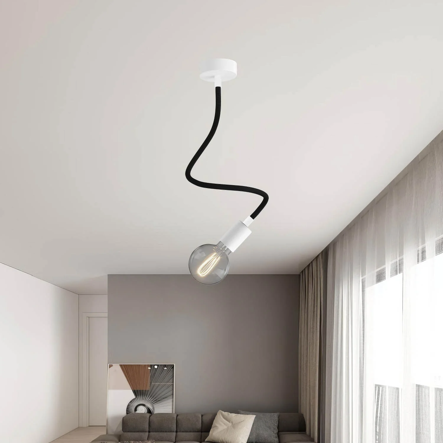 Creative Flex Set flexibles Verlängerungsrohr mit Stoffbezug RZ30 Eisen-Schwarz und Metallendstücken - Image 7