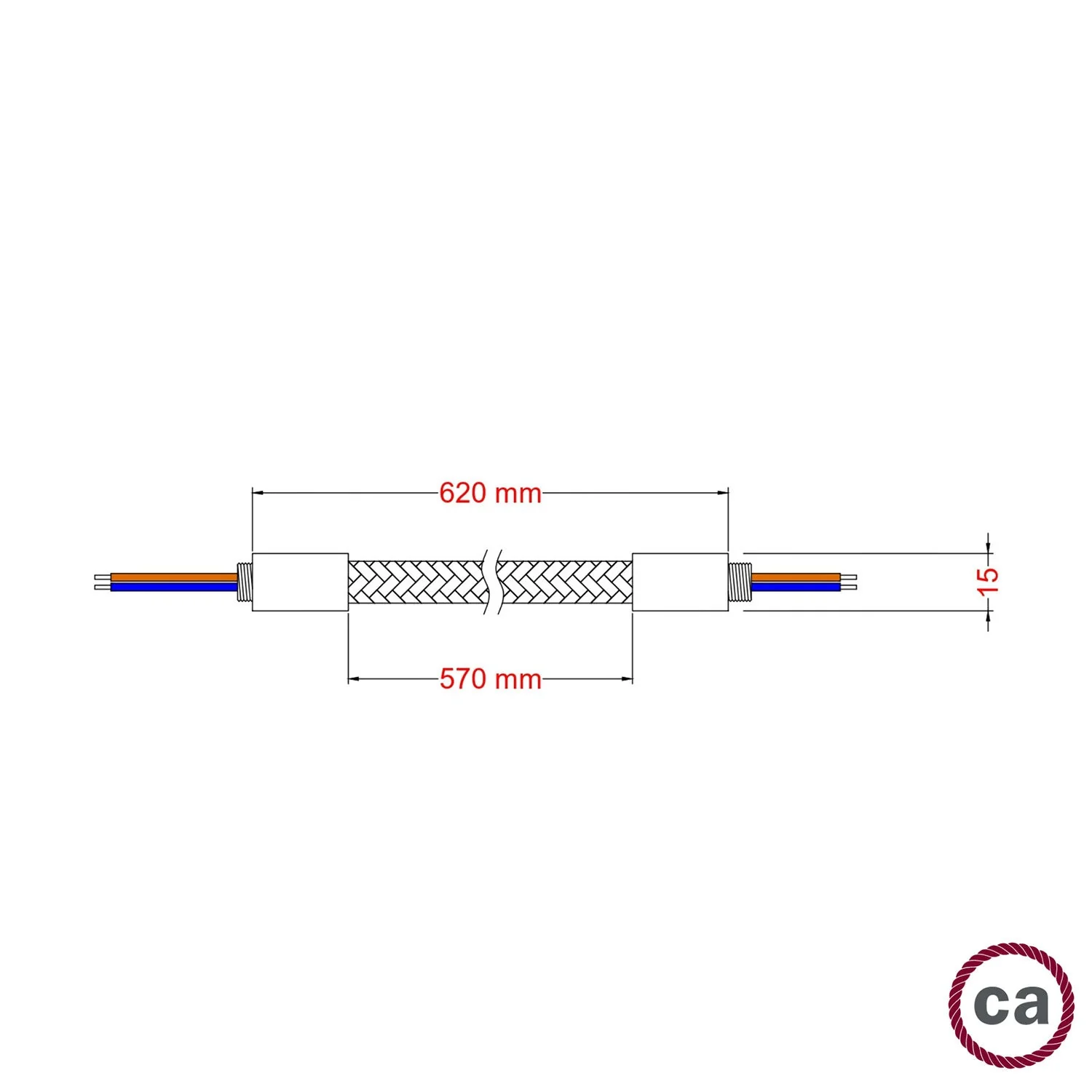 Creative Flex Set flexibles Verlängerungsrohr mit Stoffbezug RZ30 Eisen-Schwarz und Metallendstücken - Image 8