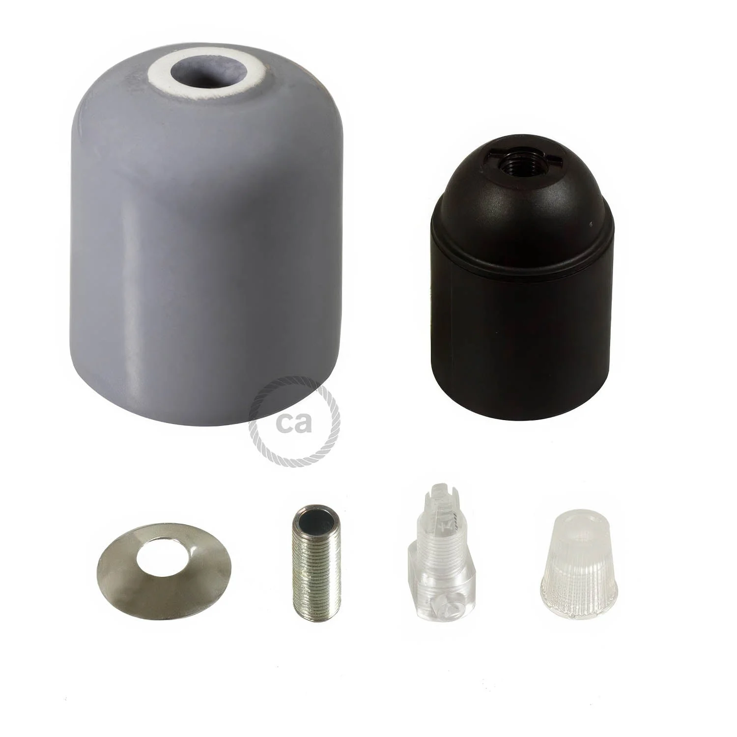 Kit E27-Lampenfassung aus Keramik - Grau - Image 2