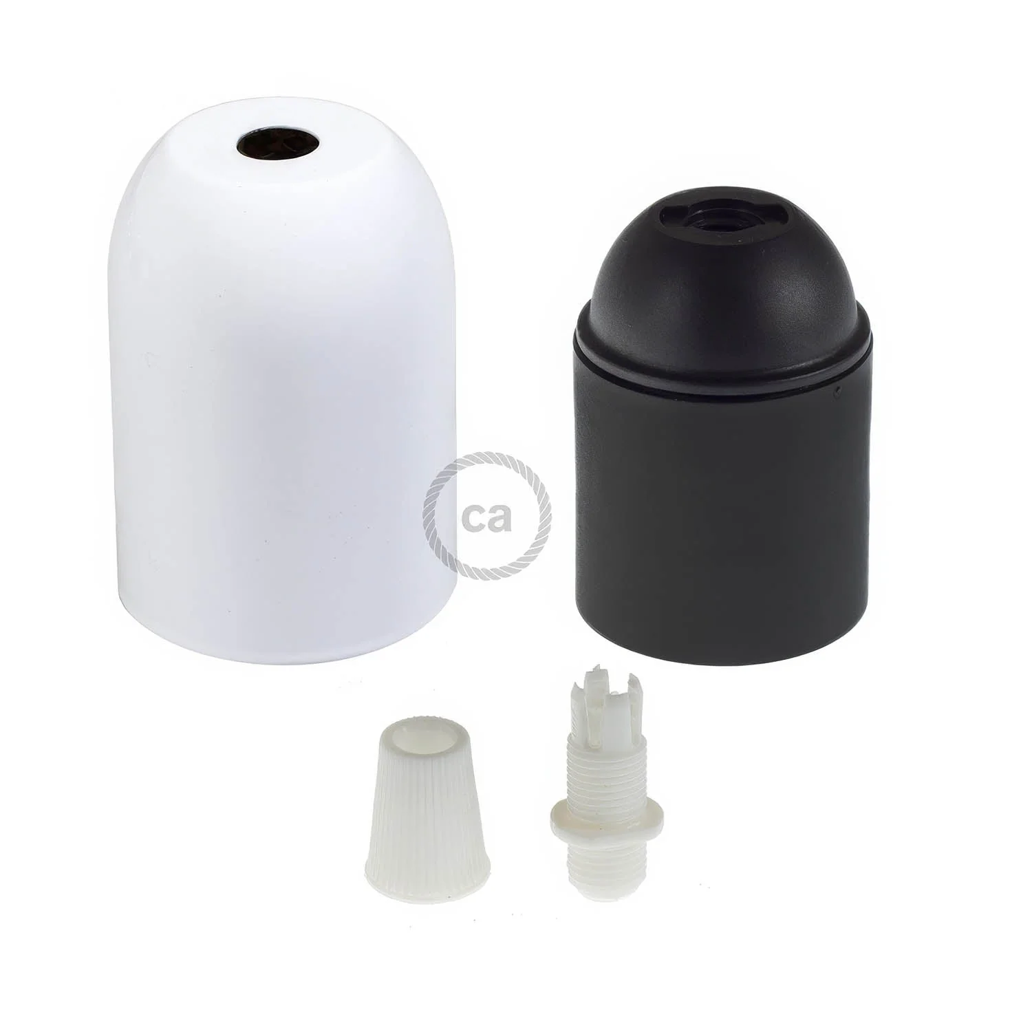 Kit Lampenfassungen E27 halbkugelförmig aus Metall – Hochglanz Weiß - Image 2
