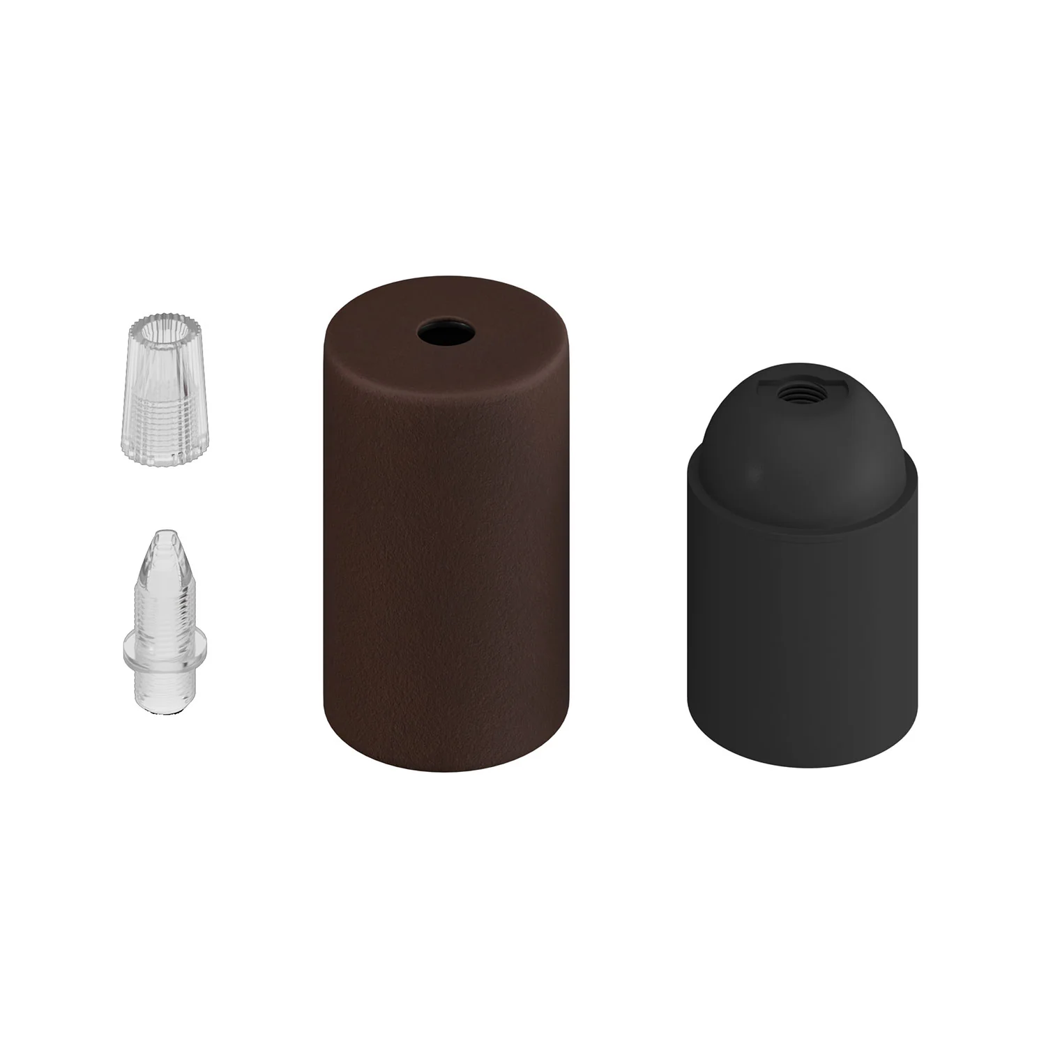 Kit Lampenfassung E27 zylindrisch aus Metall – Dunkelrost lackiert - Image 2