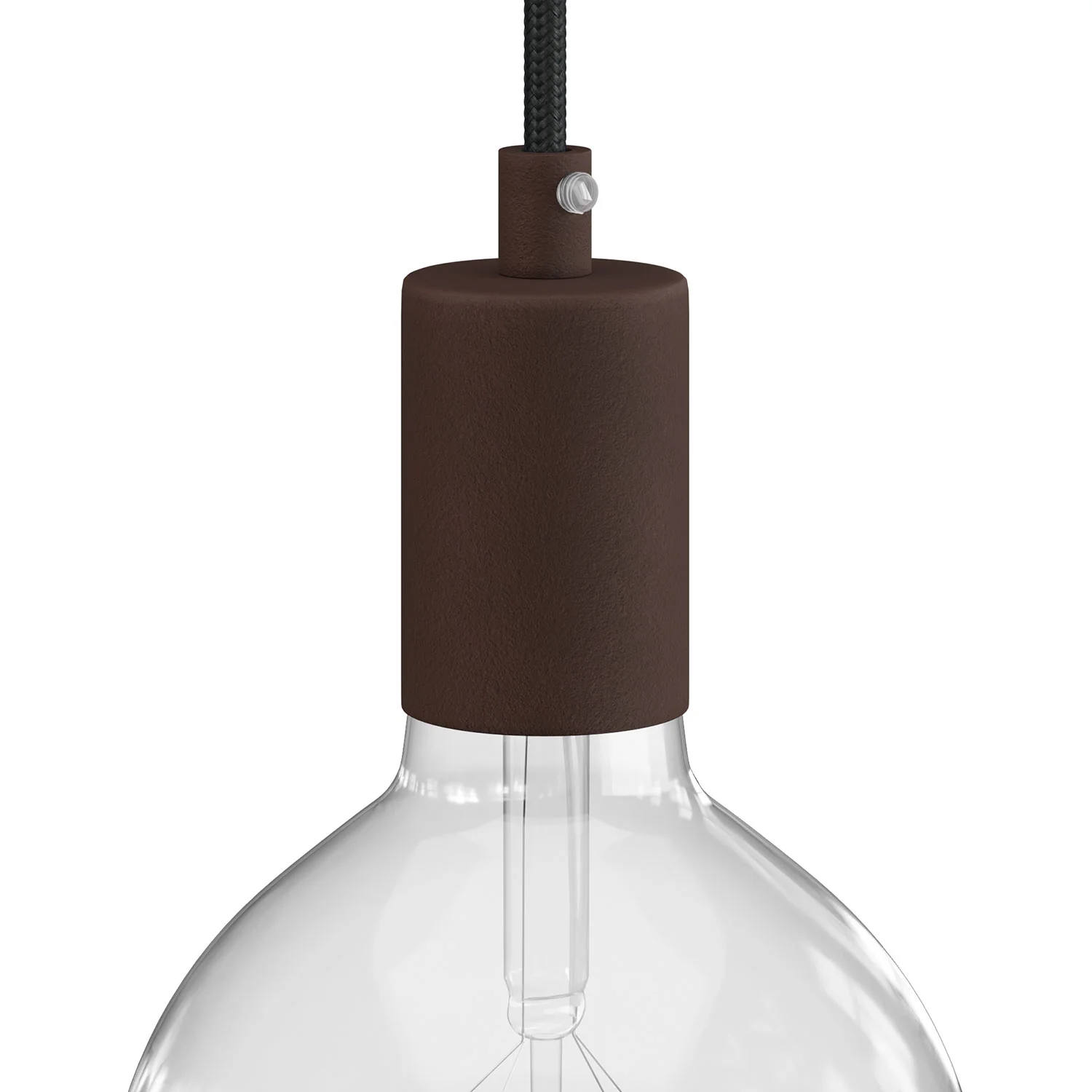 Kit Lampenfassung E27 zylindrisch aus Metall – Dunkelrost lackiert - Image 5