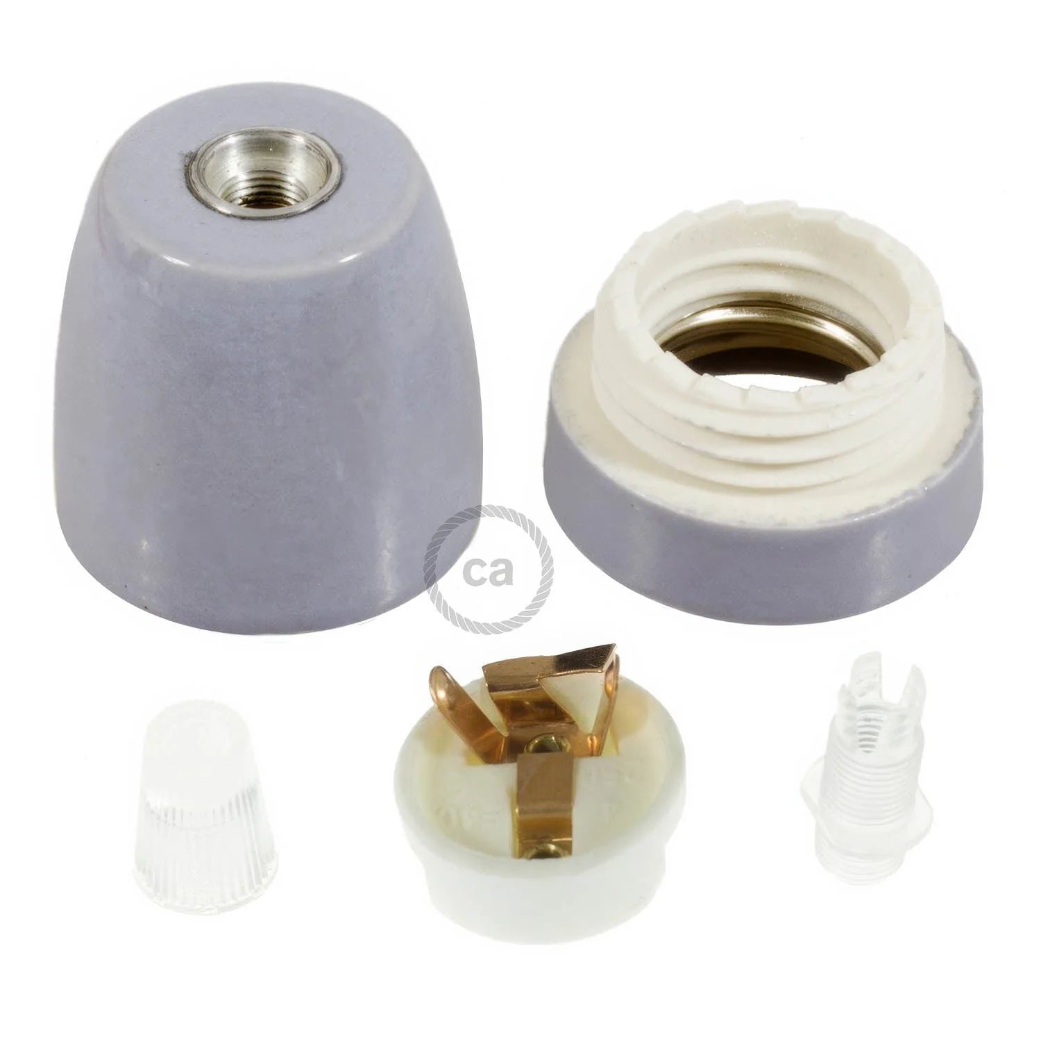 E27-Lampenfassungs-Set aus Porzellan – Grau - Image 2