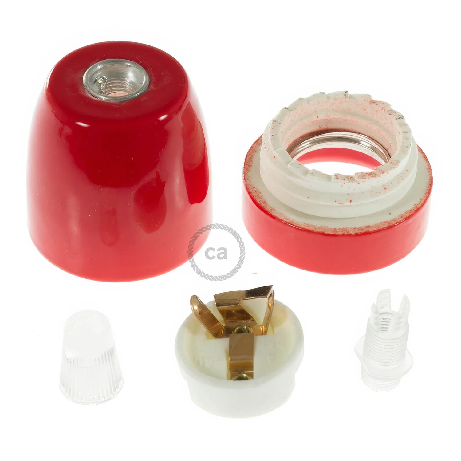 Kit Lampenfassungen E27 aus Porzellan - Rot - Image 2