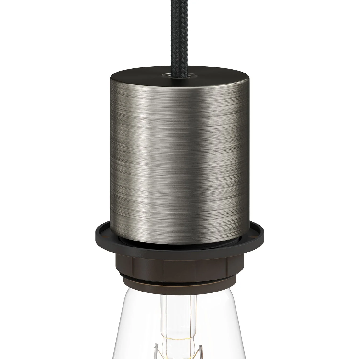 Halbgewindetes E27-Lampenfassungs-Kit aus Metall mit verdecktem Kabelstopper – Satiniertes Titan