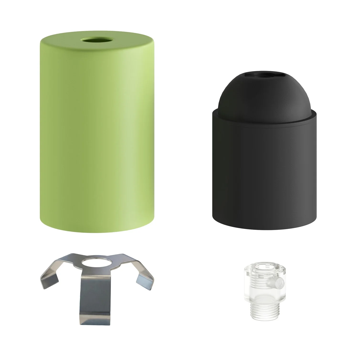 E27-Lampenfassungs-Kit Pastell aus Metall mit verdeckter Zugentlastung – Wiesengrün - Image 2
