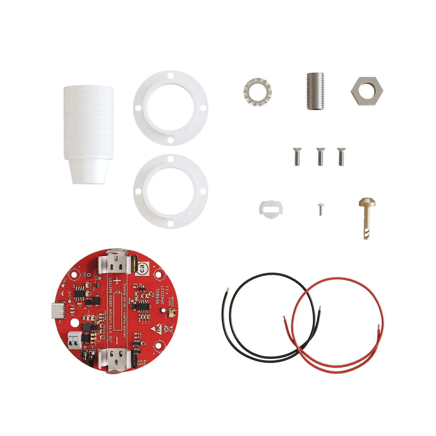 Elektronischer Bausatz für batteriebetriebene 5V‑USB‑C‑Lampen mit E14‑Lampenfassungen mit Gewinde – Weiß