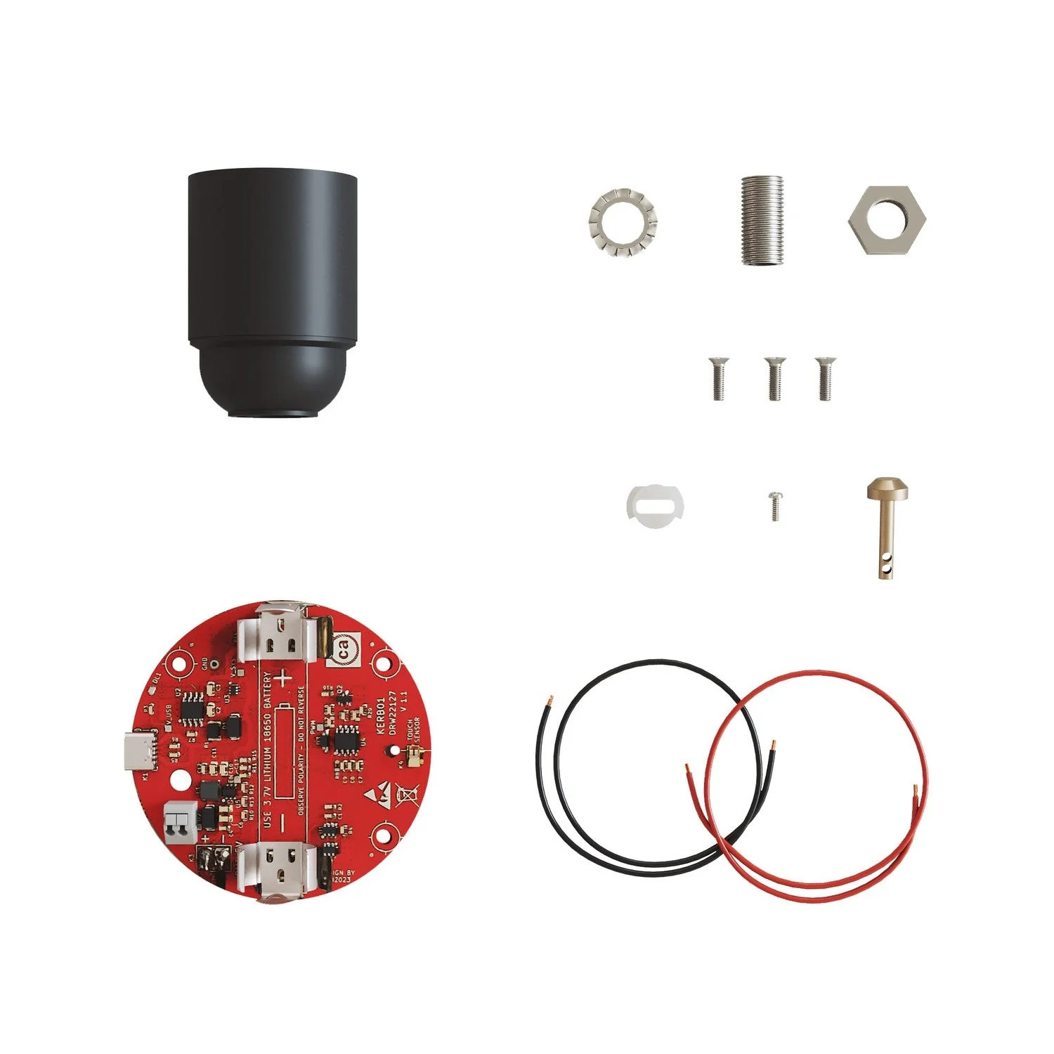 Elektronischer Bausatz für batteriebetriebene 5V‑USB‑C‑Lampen mit glatter E27‑Lampenfassungen – Schwarz