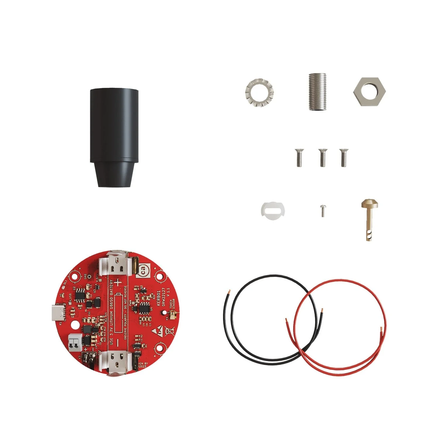 Elektronischer Bausatz für batteriebetriebene 5V-USB‑C‑Lampen mit glatten E14-Lampenfassungen – Schwarz