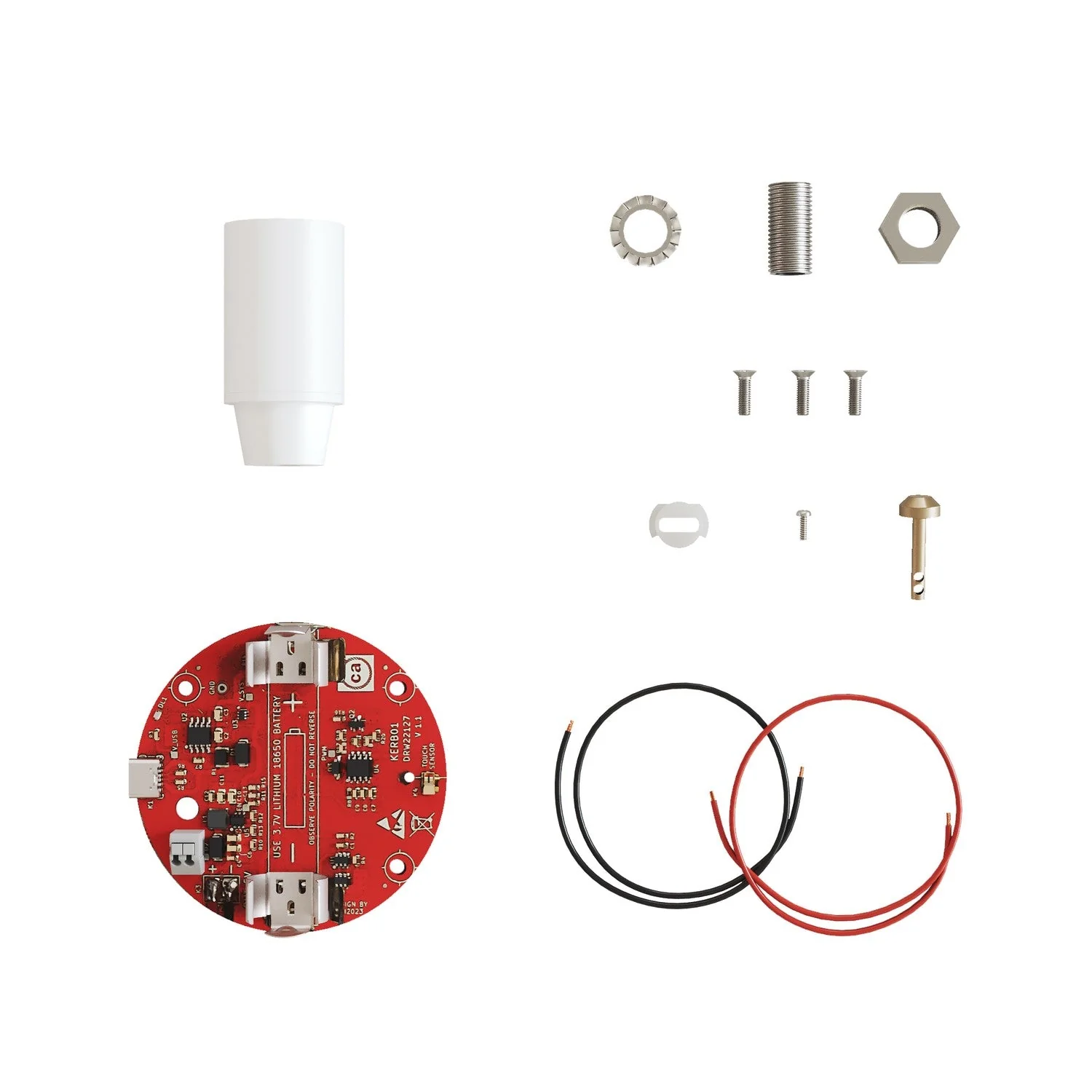 Elektronischer Bausatz für batteriebetriebene 5V-USB‑C‑Lampen mit glatten E14-Lampenfassungen – Weiß