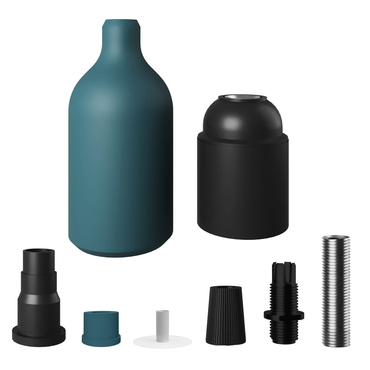 E27 Lampenfassung-Kit aus Silikon mit verdeckter Zugentlastung - Petrol - Image 2