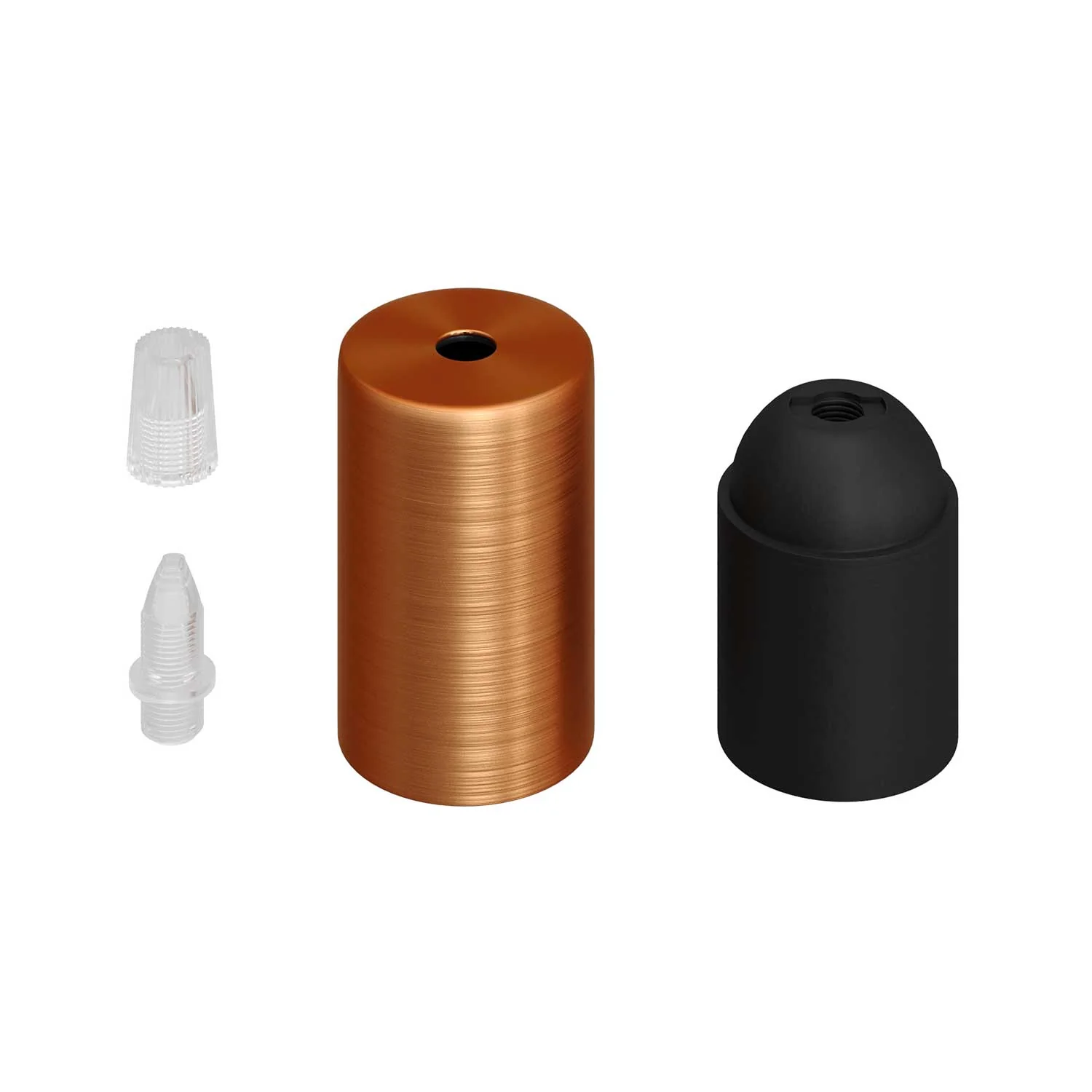 E27-Lampenfassungs-Set aus zylindrischem Metall – Satiniertes Kupfer - Image 2