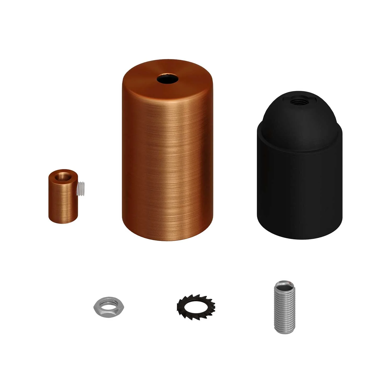 E27-Lampenfassungs-Set aus zylindrischem Metall – Satiniertes Kupfer - Image 6