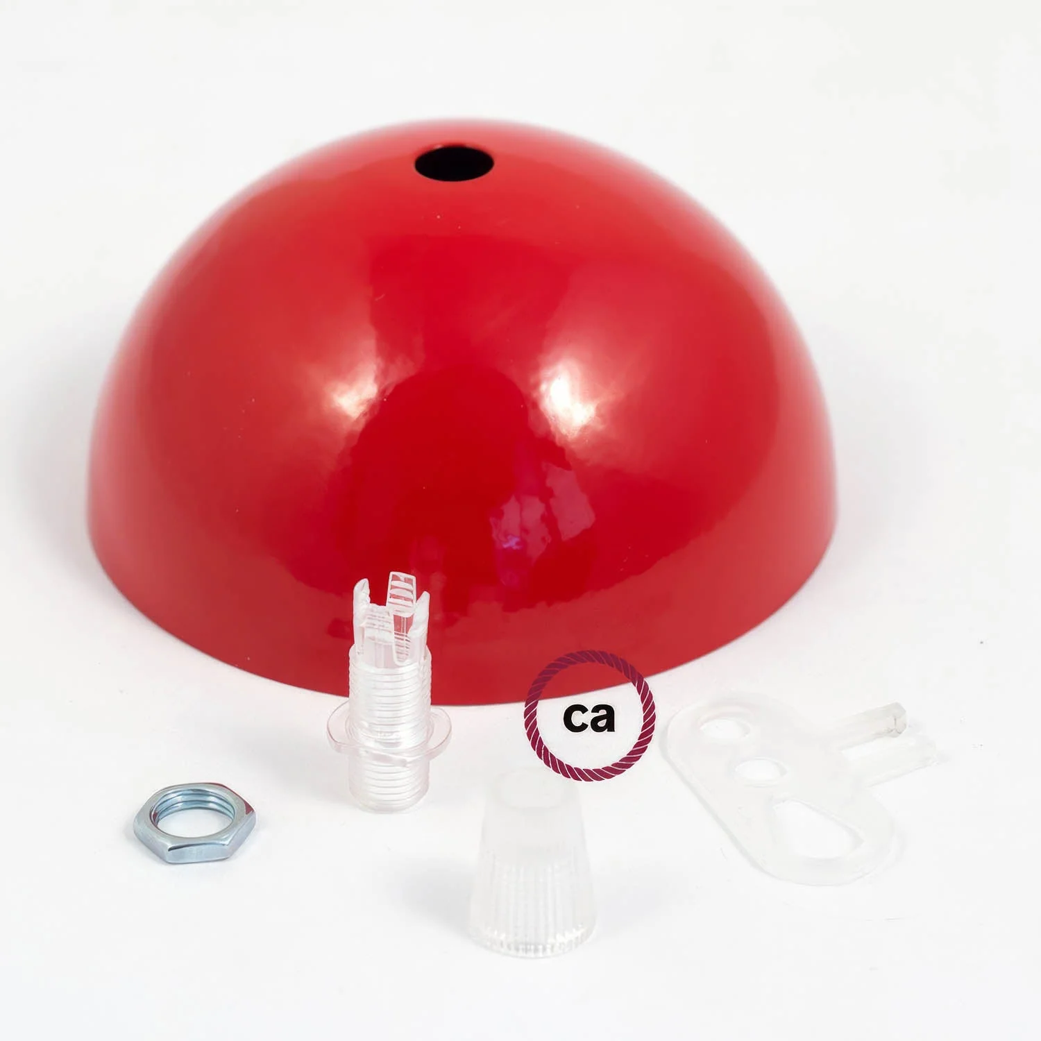 Halbrundes Deckenbaldachin-Kit aus lackiertem Metall – Rot - Image 3