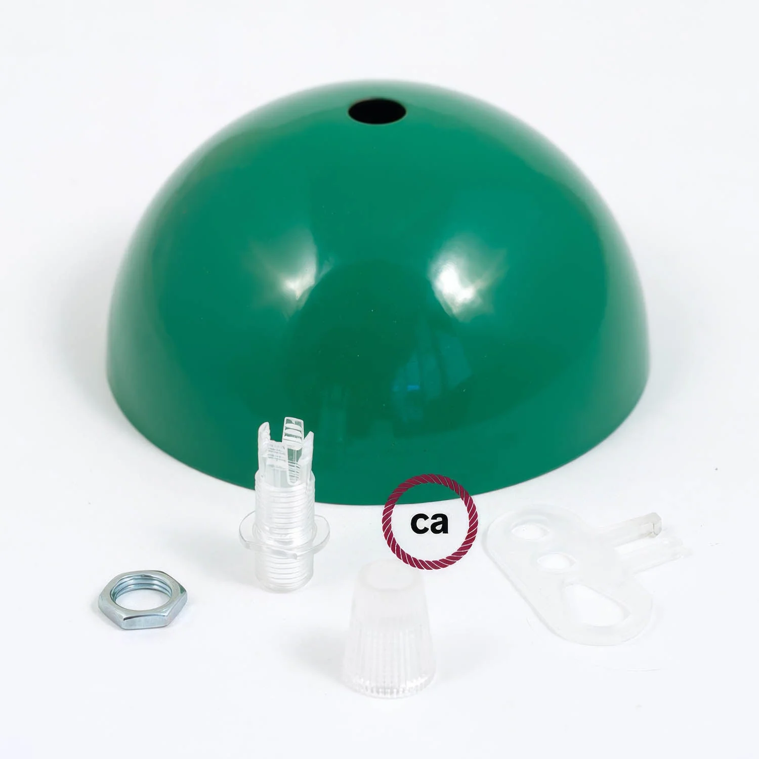 Kit halbkugelförmiger Lampenbaldachin aus lackiertem Metall – Grün - Image 3