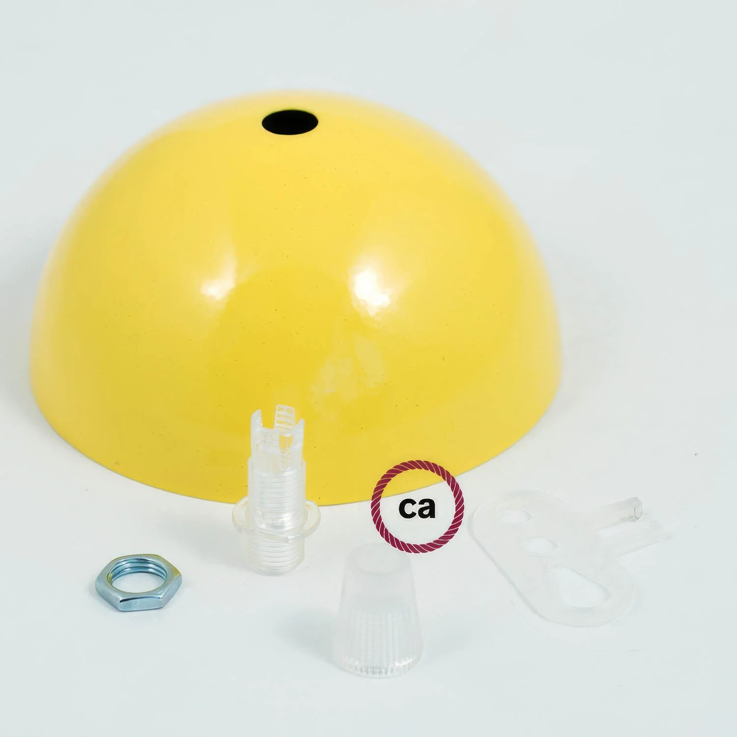 Halbkugelförmiges Rosetten-Kit aus lackiertem Metall – Gelb - Image 3