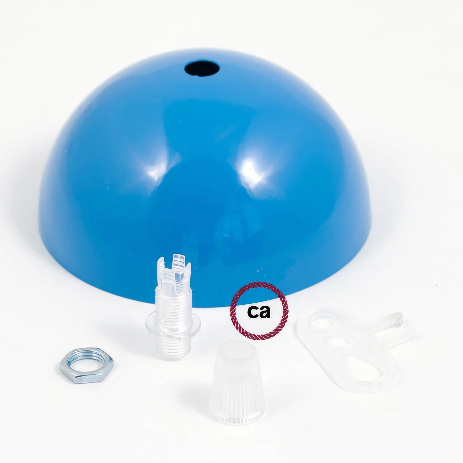 Halbkugelförmiges Lampenbaldachin-Kit aus lackiertem Metall – Hellblau - Image 3