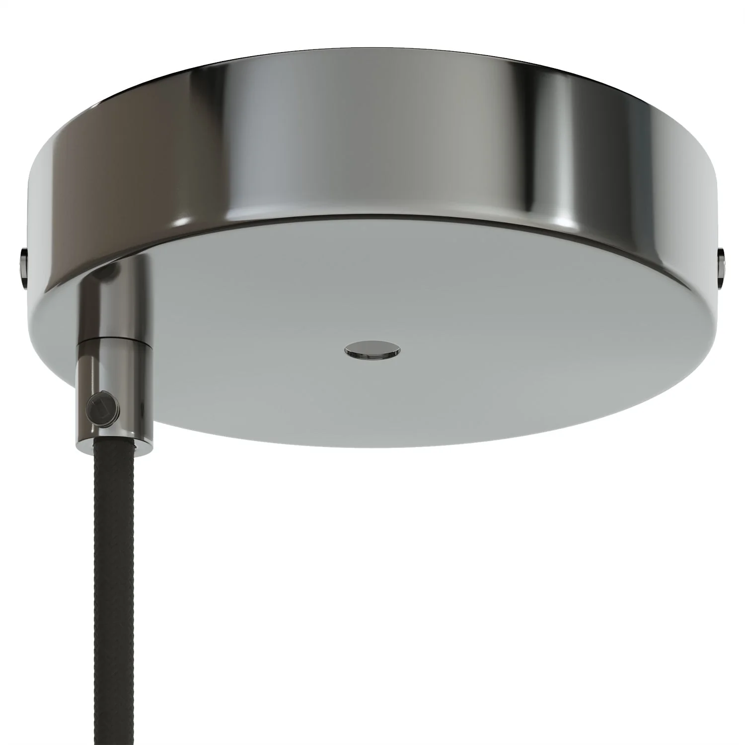 Kit zylindrischer Lampenbaldachin aus Metall Ø 120 mm mit 2 zentralen und dezentralen Löchern – Chrom