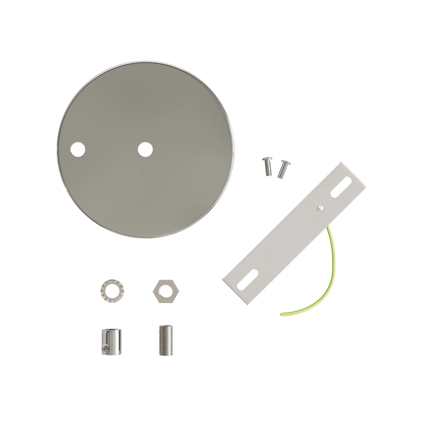 Kit zylindrischer Lampenbaldachin aus Metall Ø 120 mm mit 2 zentralen und dezentralen Löchern – Chrom - Image 3